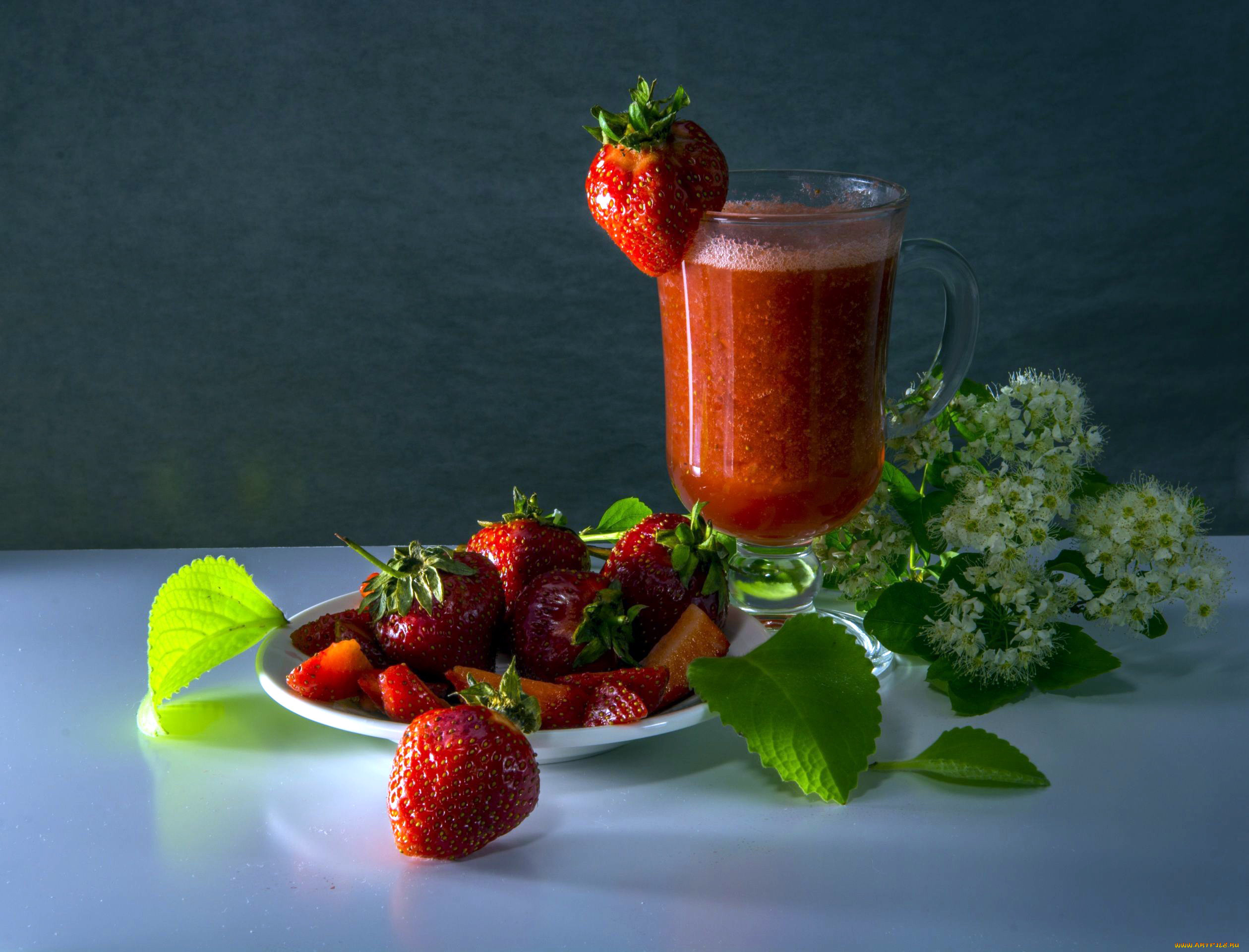 еда, клубника, , земляника, смузи, черемуха
