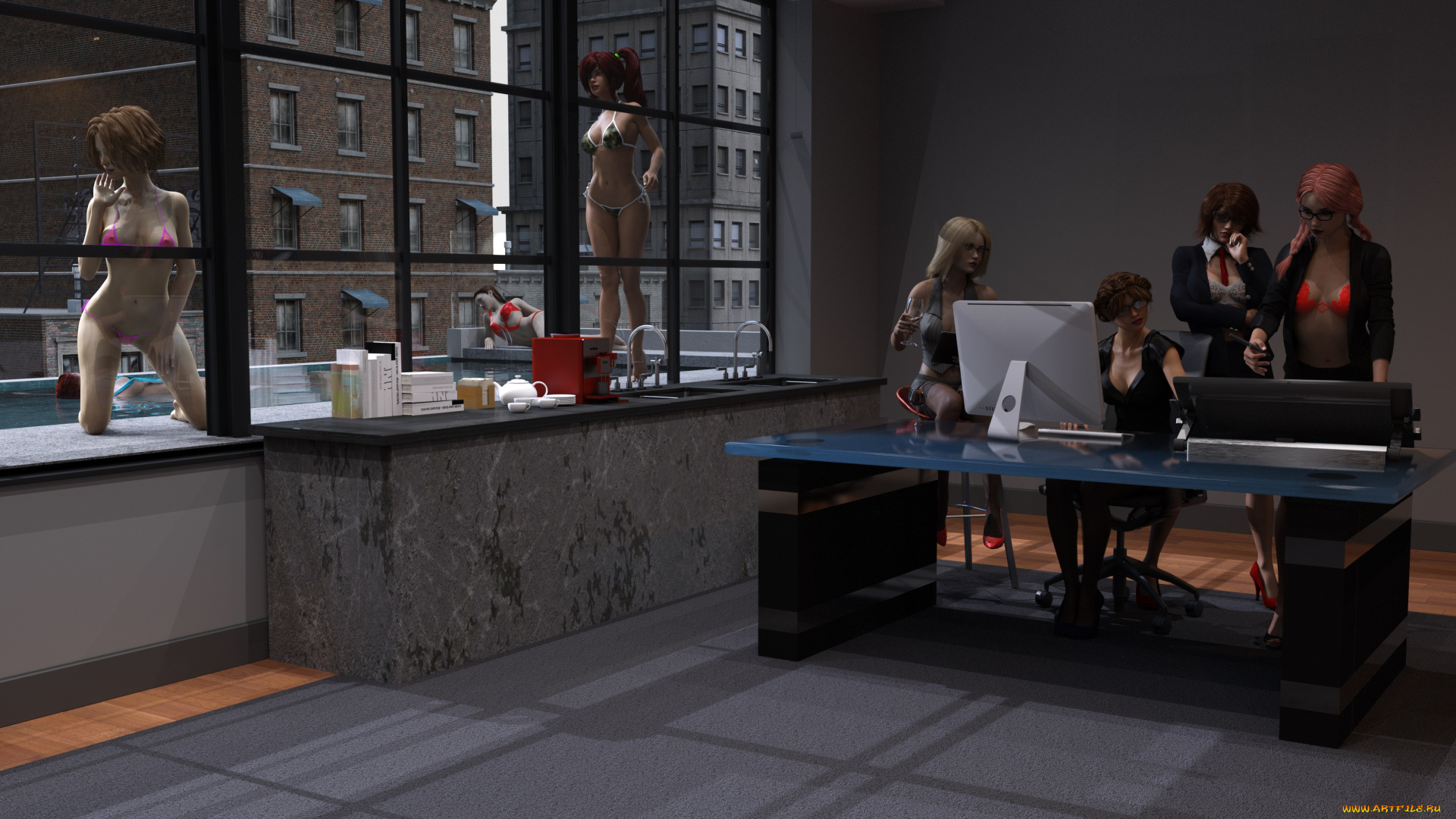 3д, графика, люди, , people, девушки, фон, взгляд