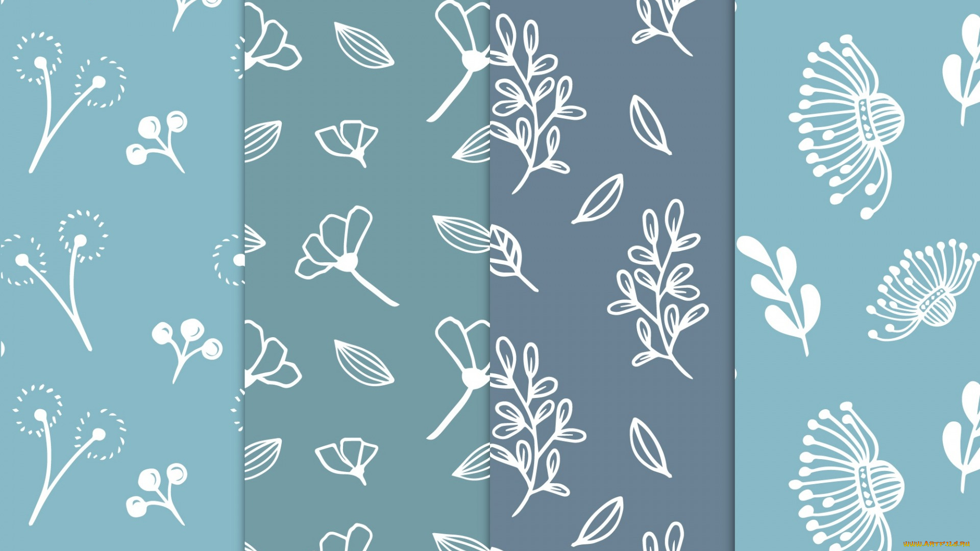 векторная, графика, цветы, , flowers, синий, голубой, узор