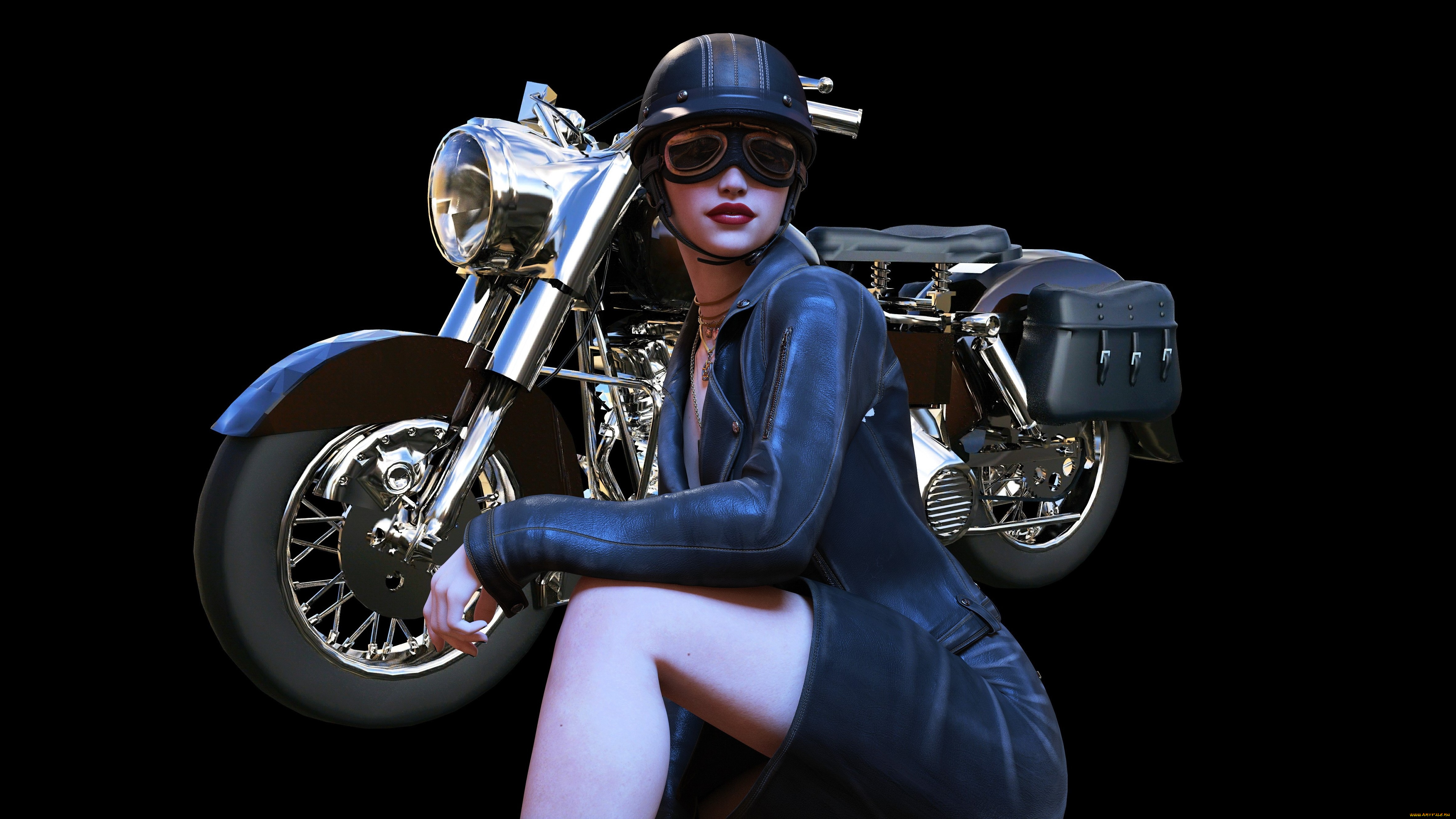 3д, графика, люди-авто, мото, , people-, car, , , moto, девушка, фон, взгляд