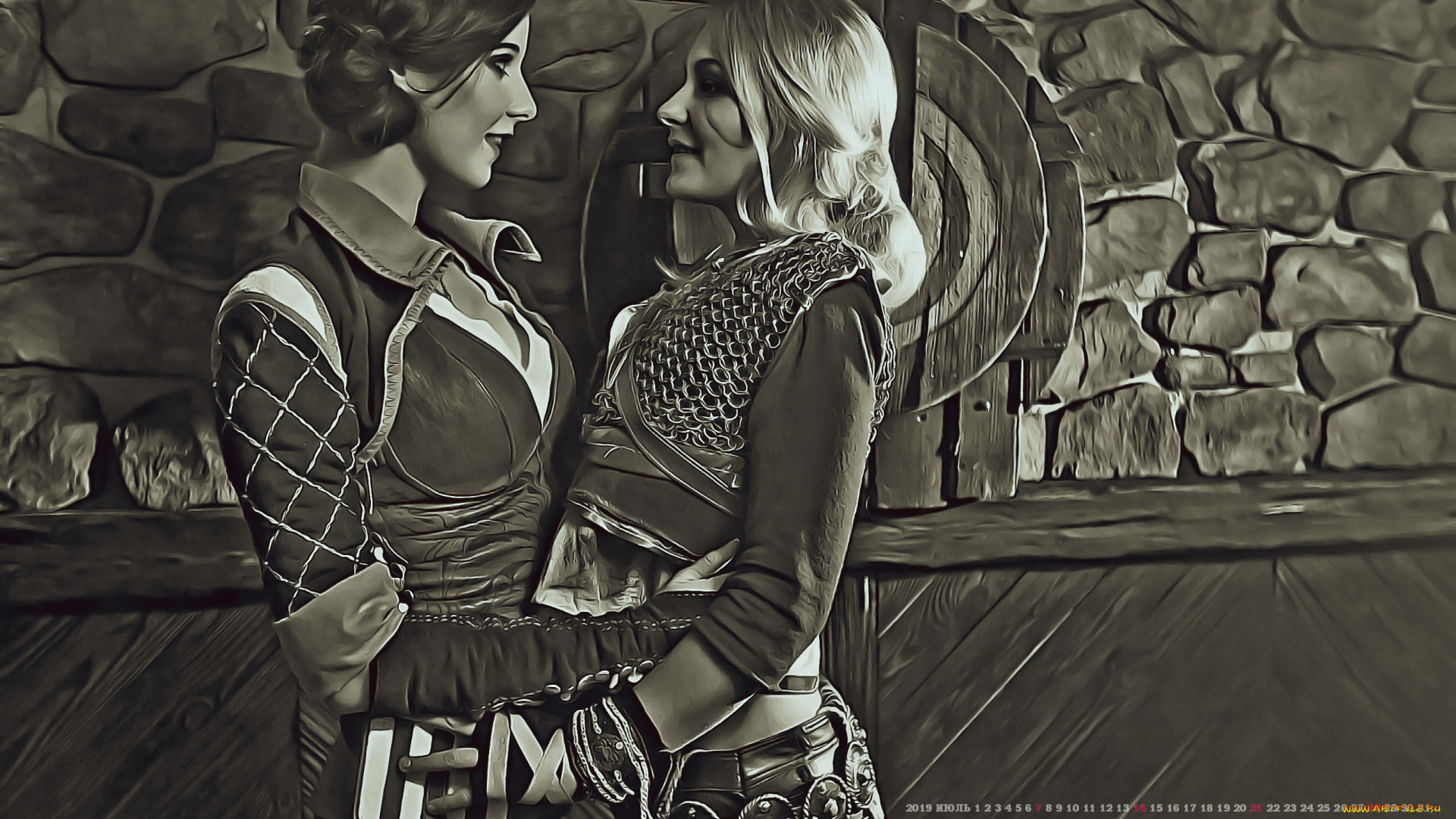 календари, компьютерный, дизайн, стена, девушка, камень, 2019, calendar, профиль, женщина, объятие, двое
