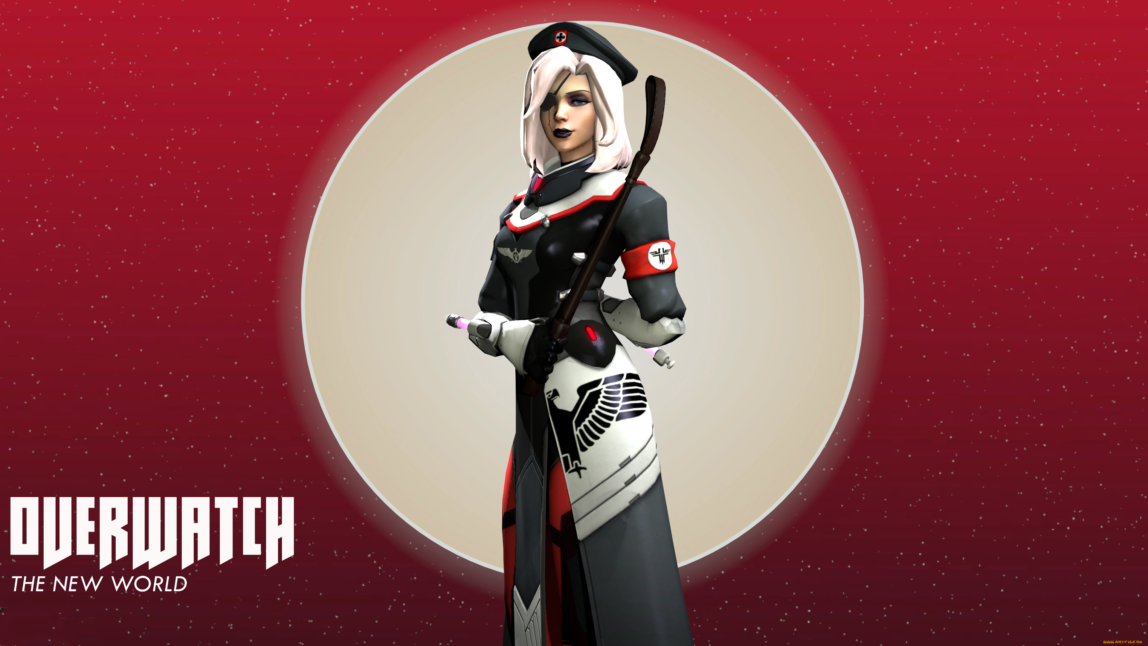 видео, игры, overwatch, униформа, взгляд, фон, девушка