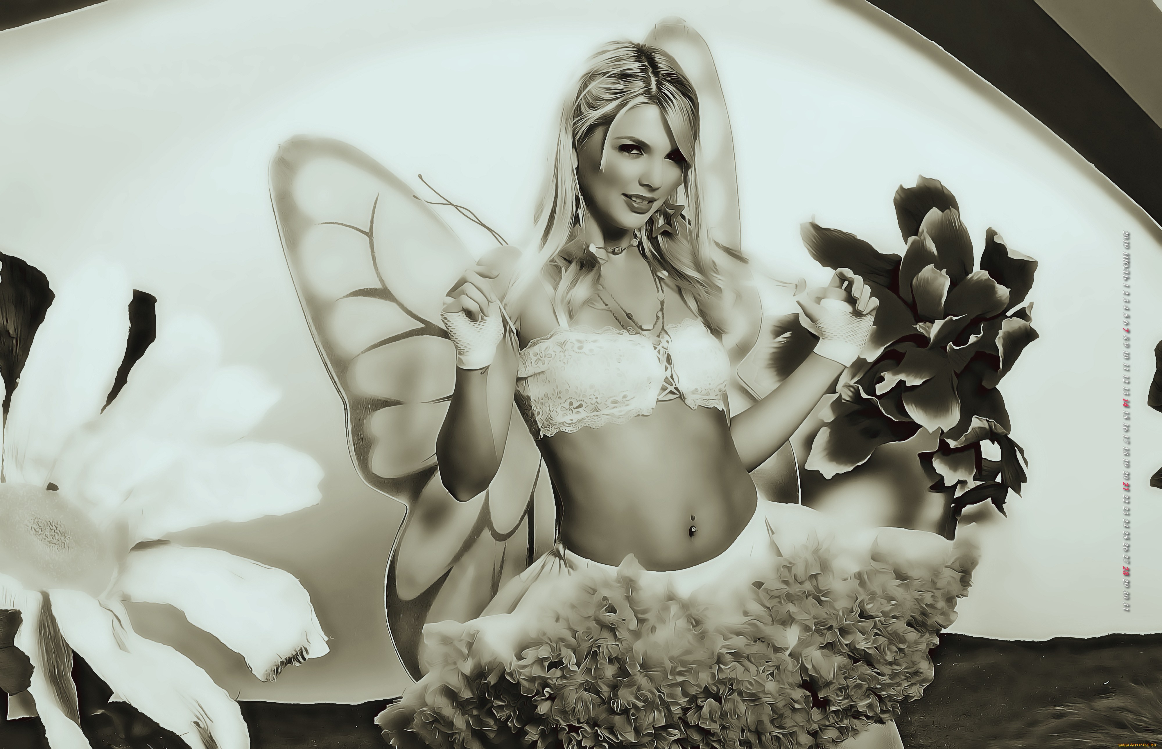 календари, компьютерный, дизайн, девушка, взгляд, женщина, 2019, calendar