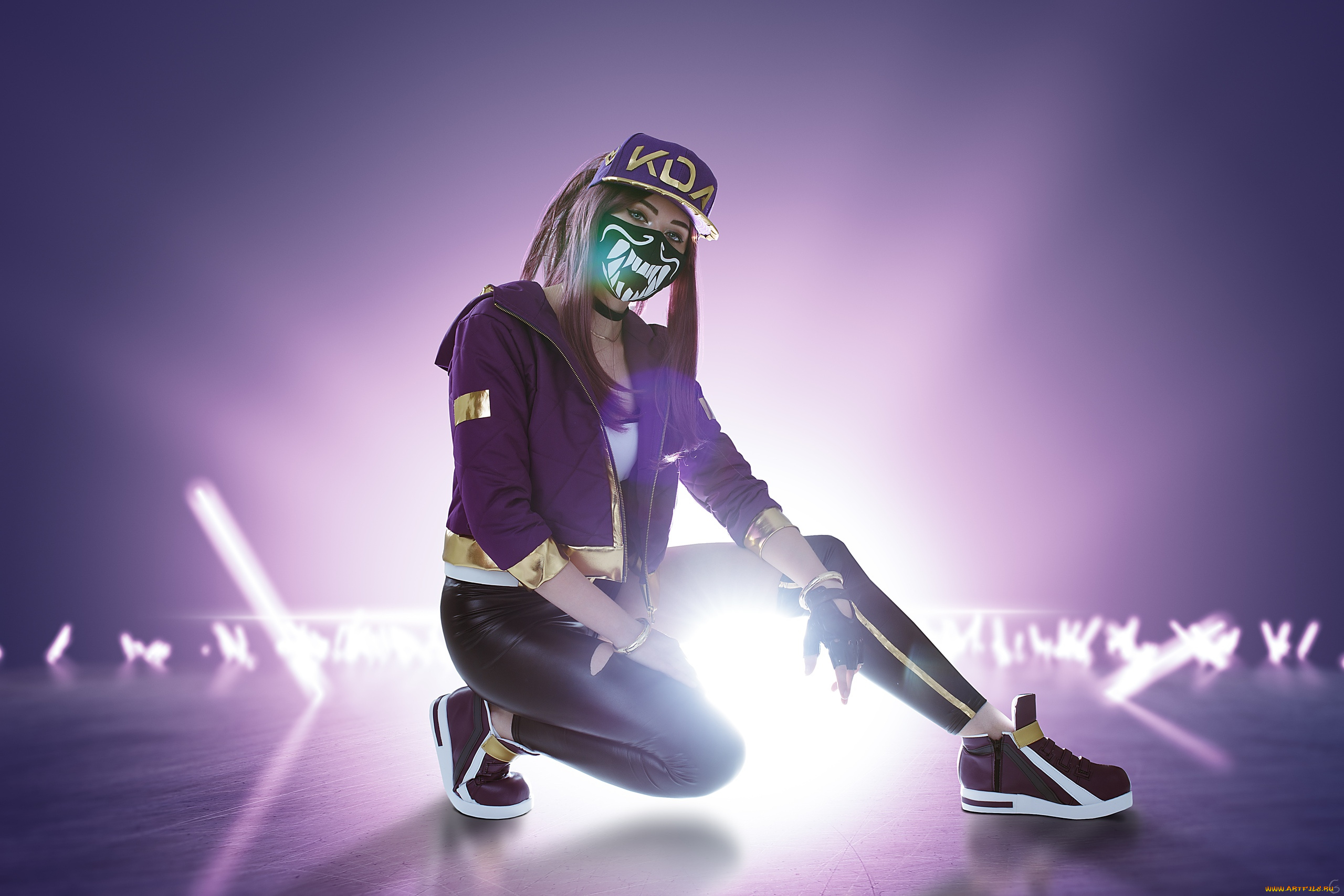 девушки, -, креатив, , косплей, kda, костюм, свет, кепка, alexandra, railey