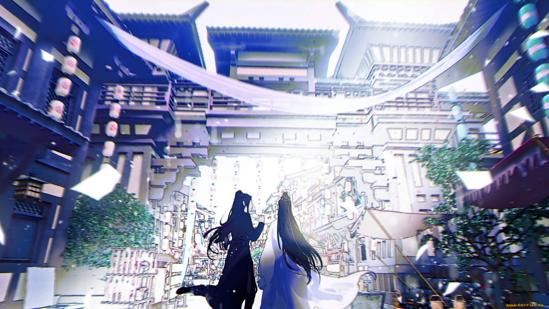 аниме, mo, dao, zu, shi, вэй, усянь, лань, ванцзы, улица, город