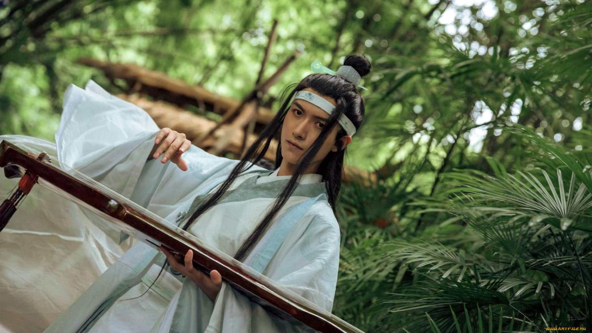 мужчины, -, креатив, , косплей, лань, ванцзи, гуцинь, лес, костюм