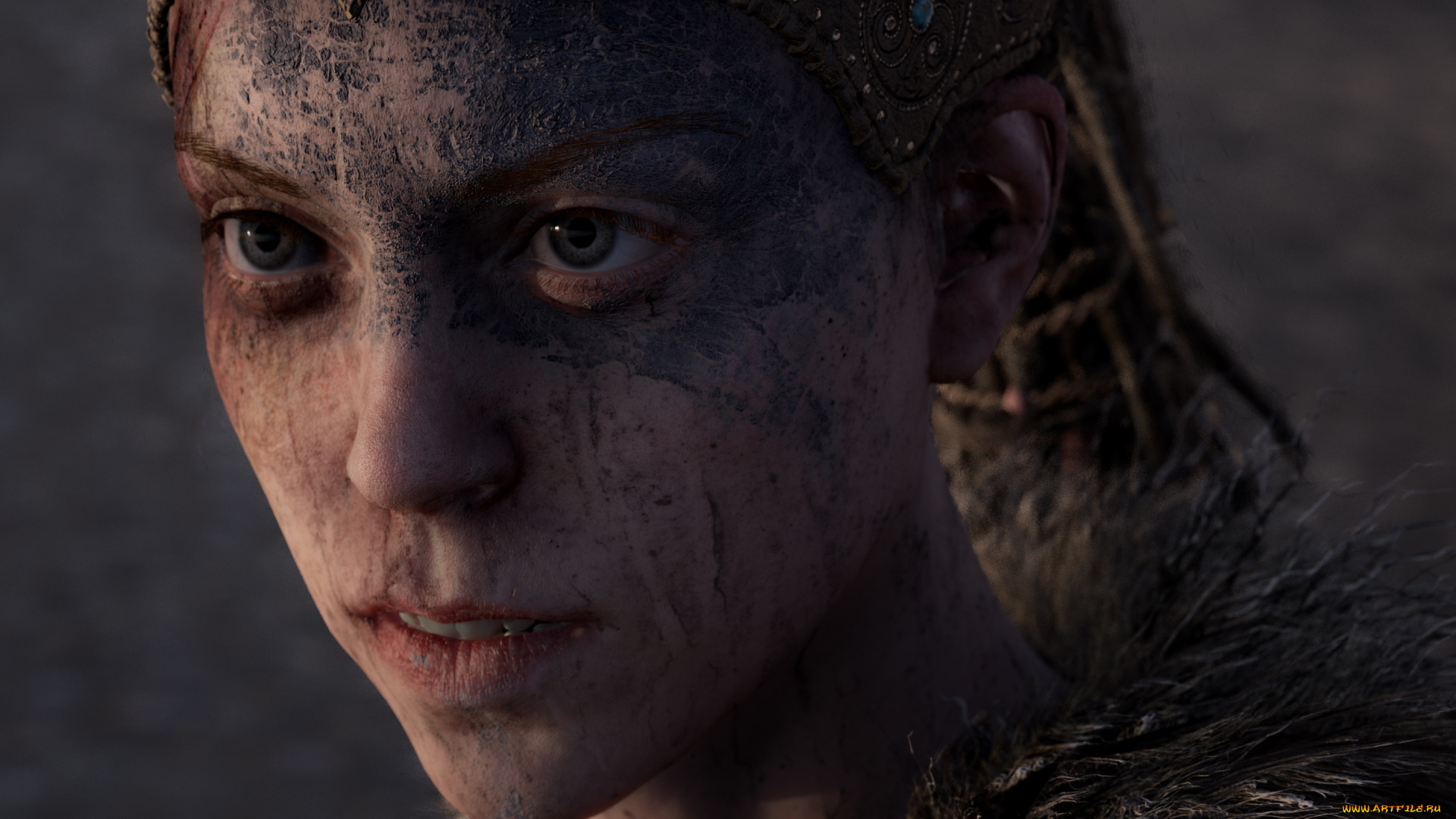 видео, игры, hellblade, девушка, лицо, грязь