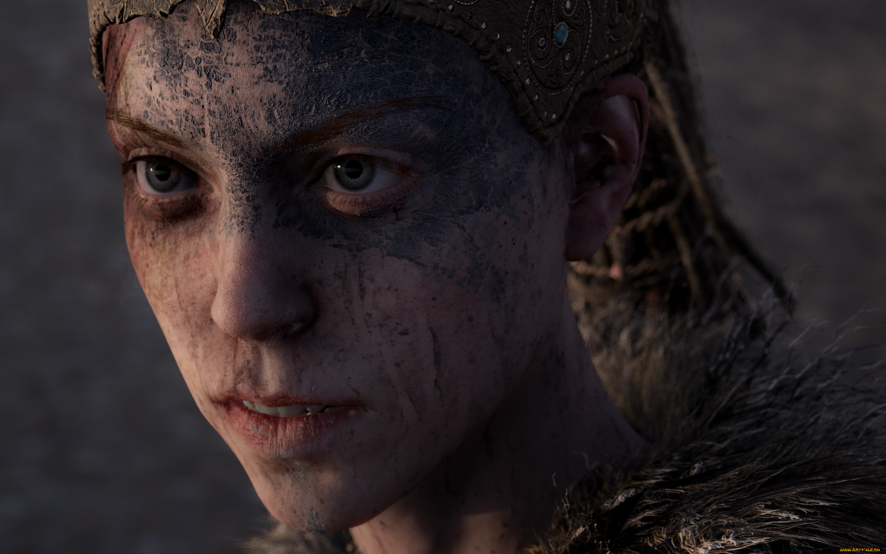 видео, игры, hellblade, девушка, лицо, грязь