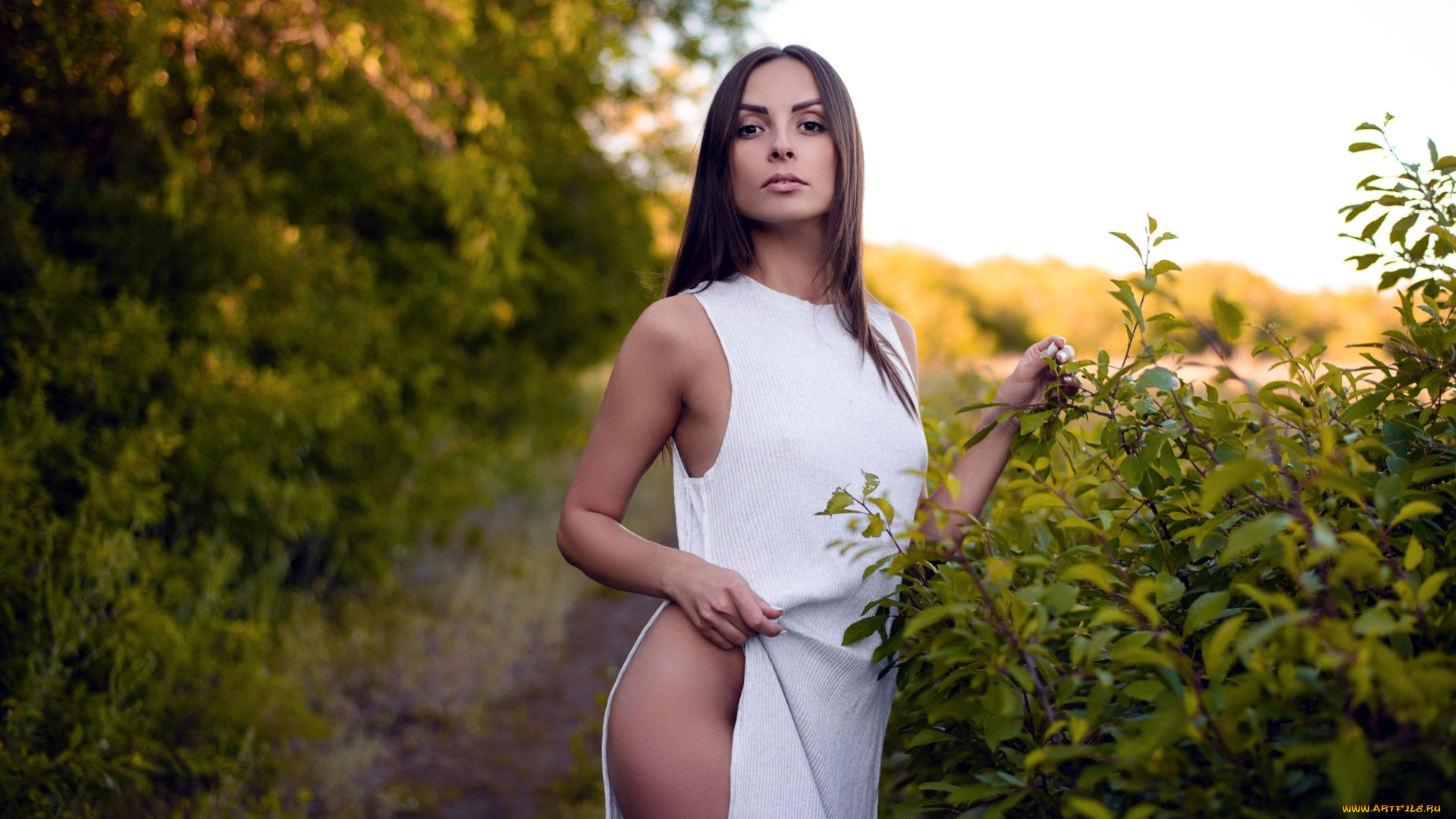 девушки, -, брюнетки, , шатенки, белое, платье