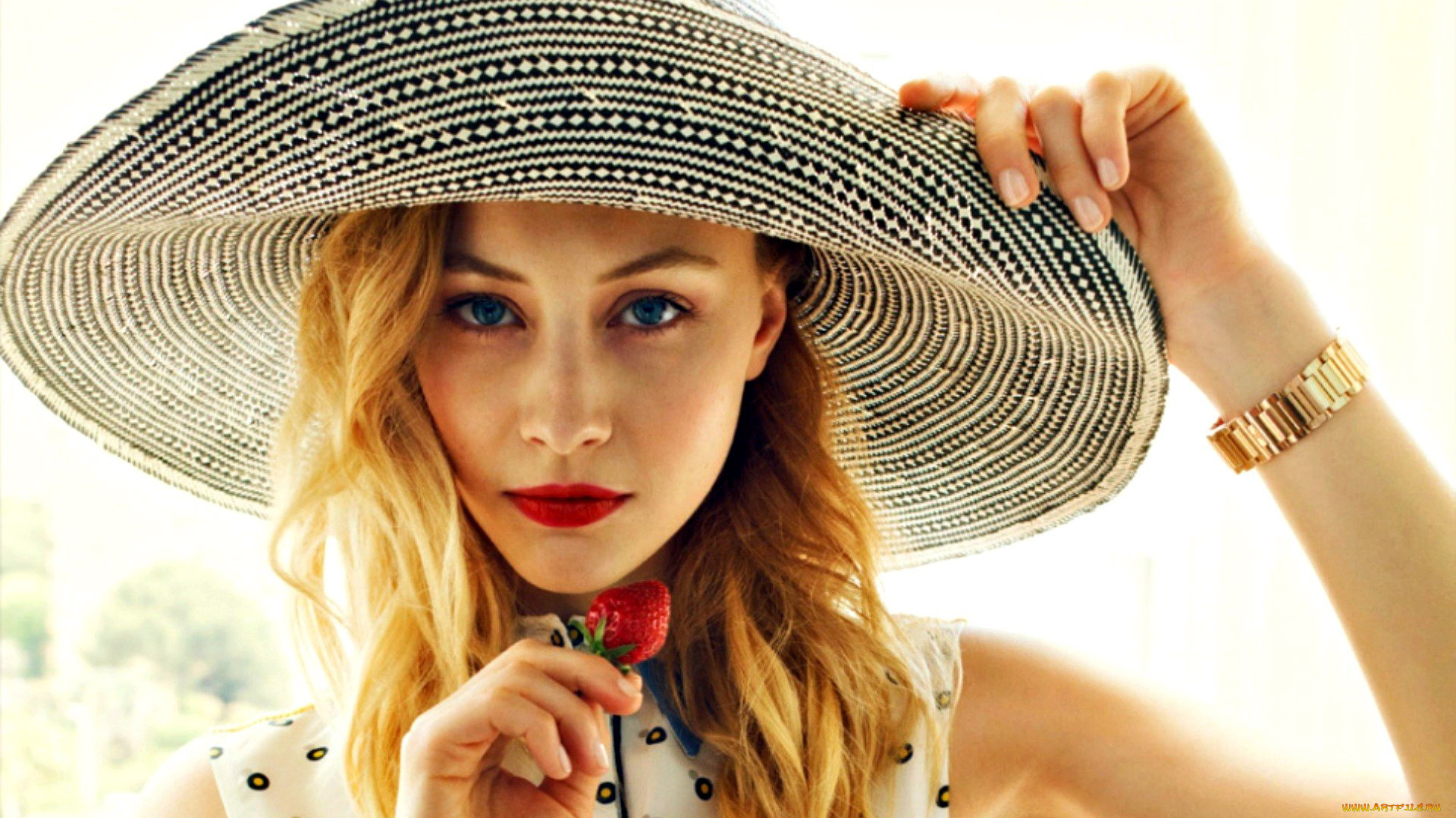 девушки, sarah, gadon, шляпа, клубника