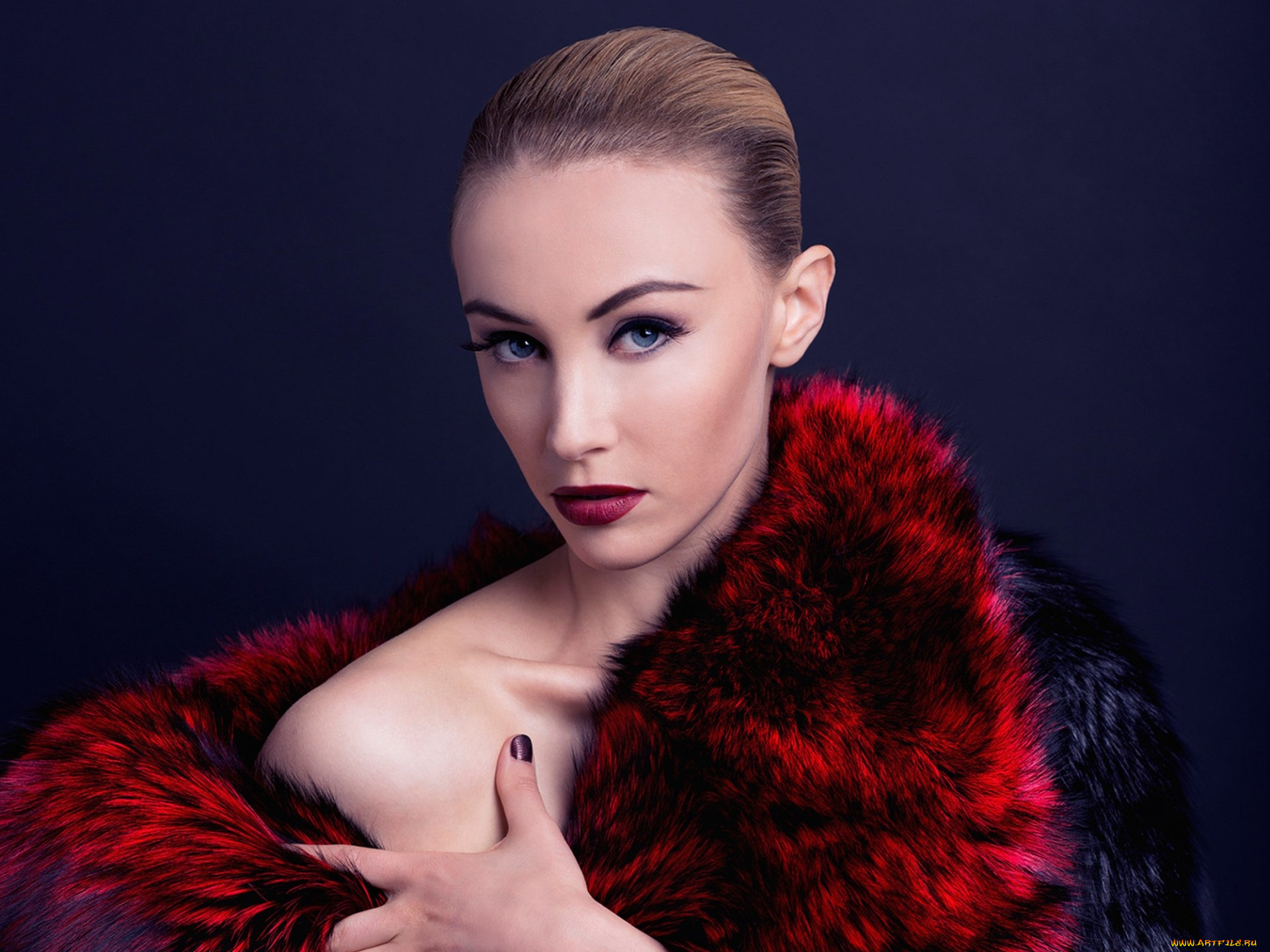 девушки, sarah, gadon, макияж, мех