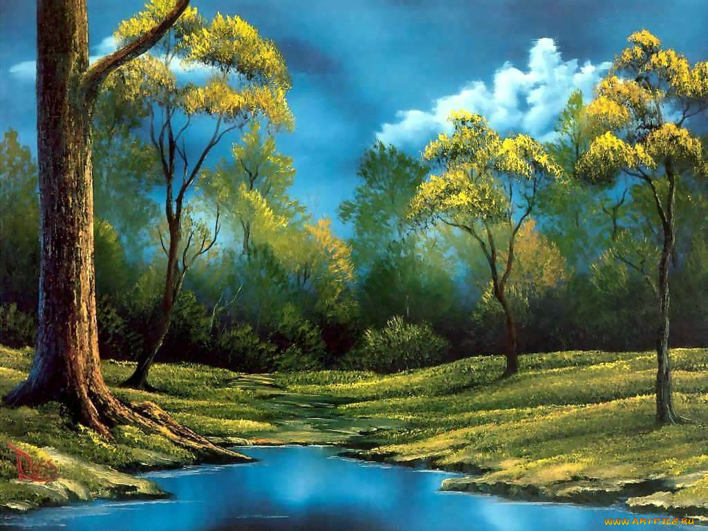 bob, ross, рисованные