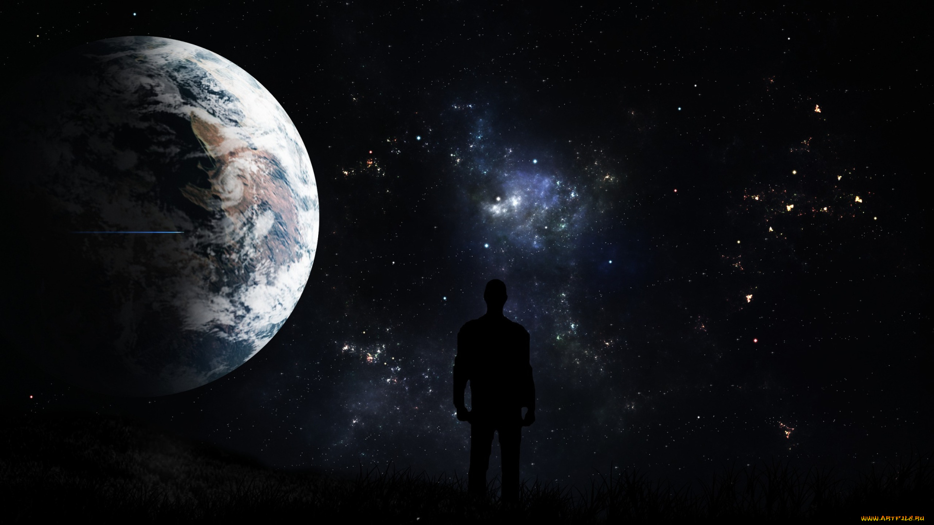 3д, графика, atmosphere, mood, атмосфера, настроения, ночь, планеты, небо