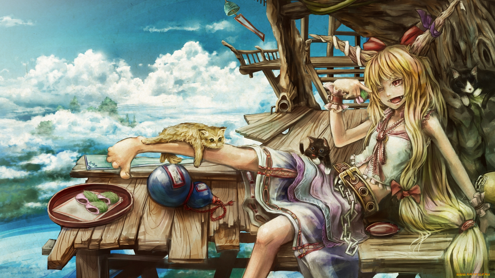 аниме, touhou, кошаки, девушка-демон