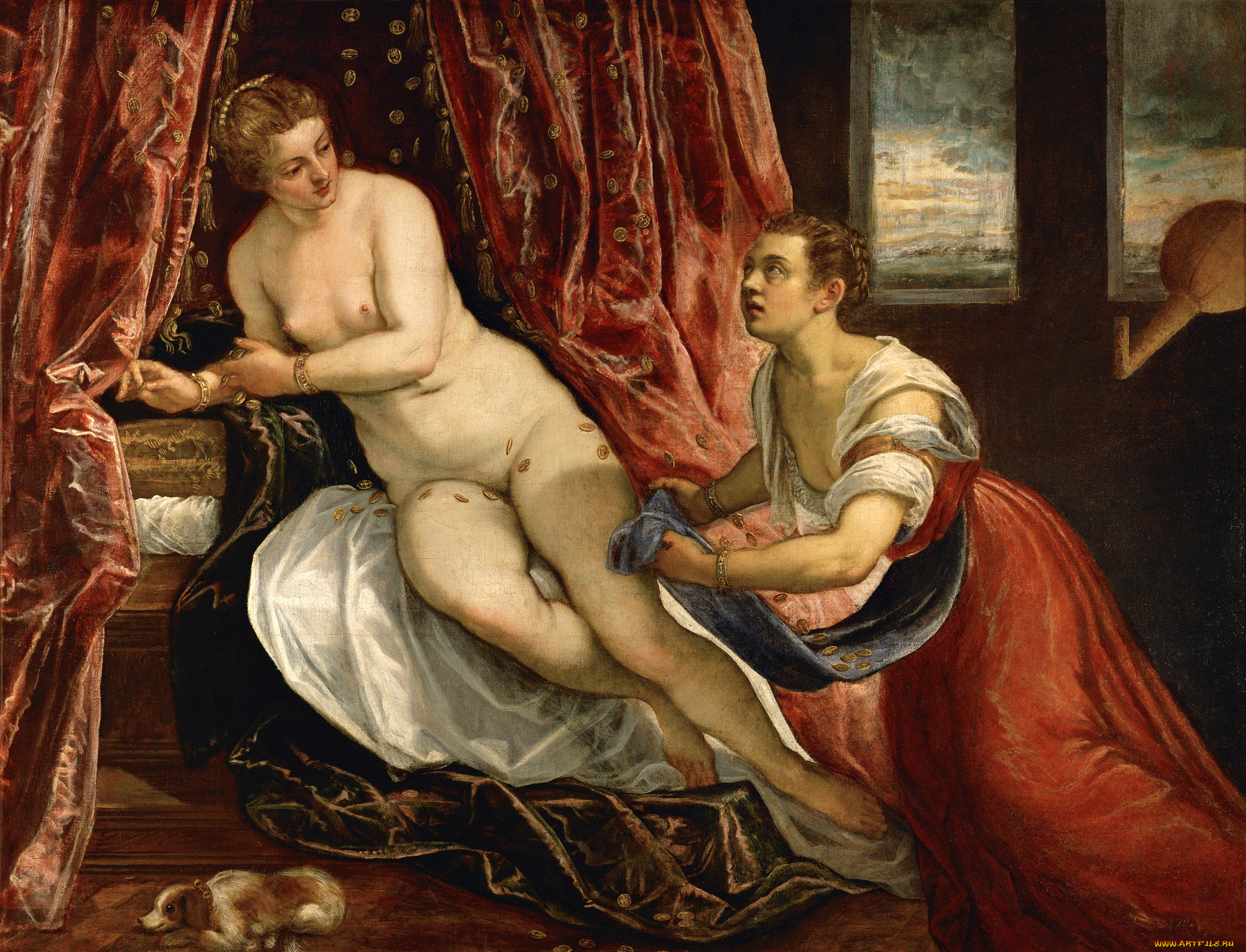tintoretto, danae, рисованные