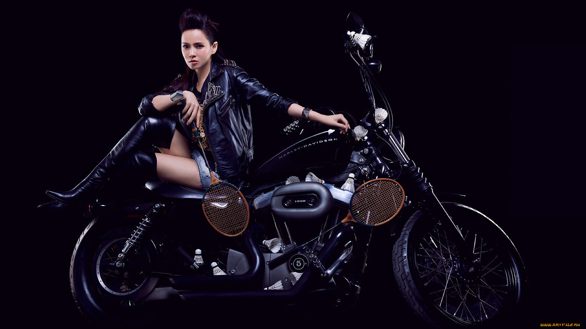 мотоциклы, мото, девушкой, азиатка, мотоцикл