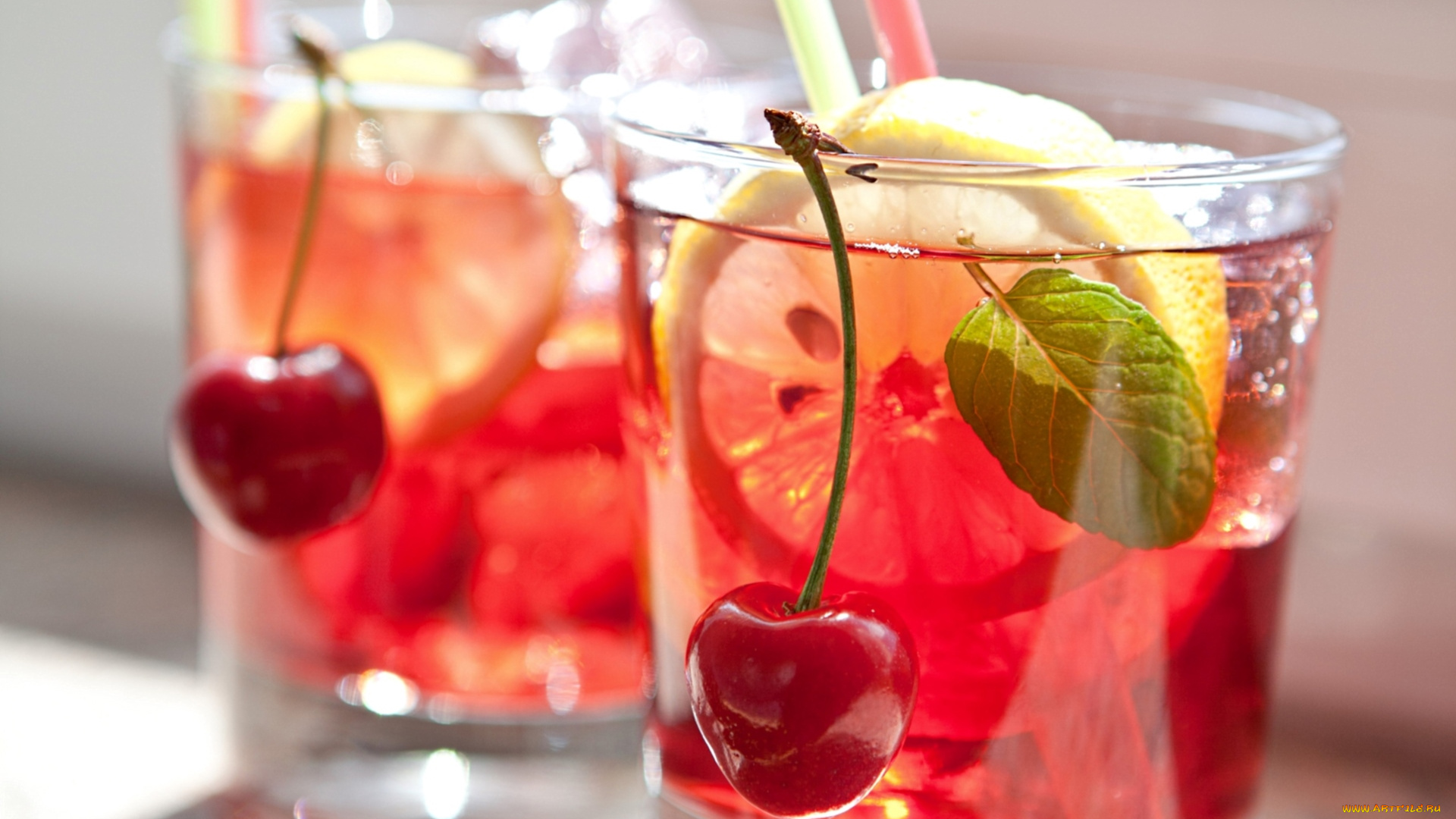 еда, напитки, сангрия, лимон, вишни