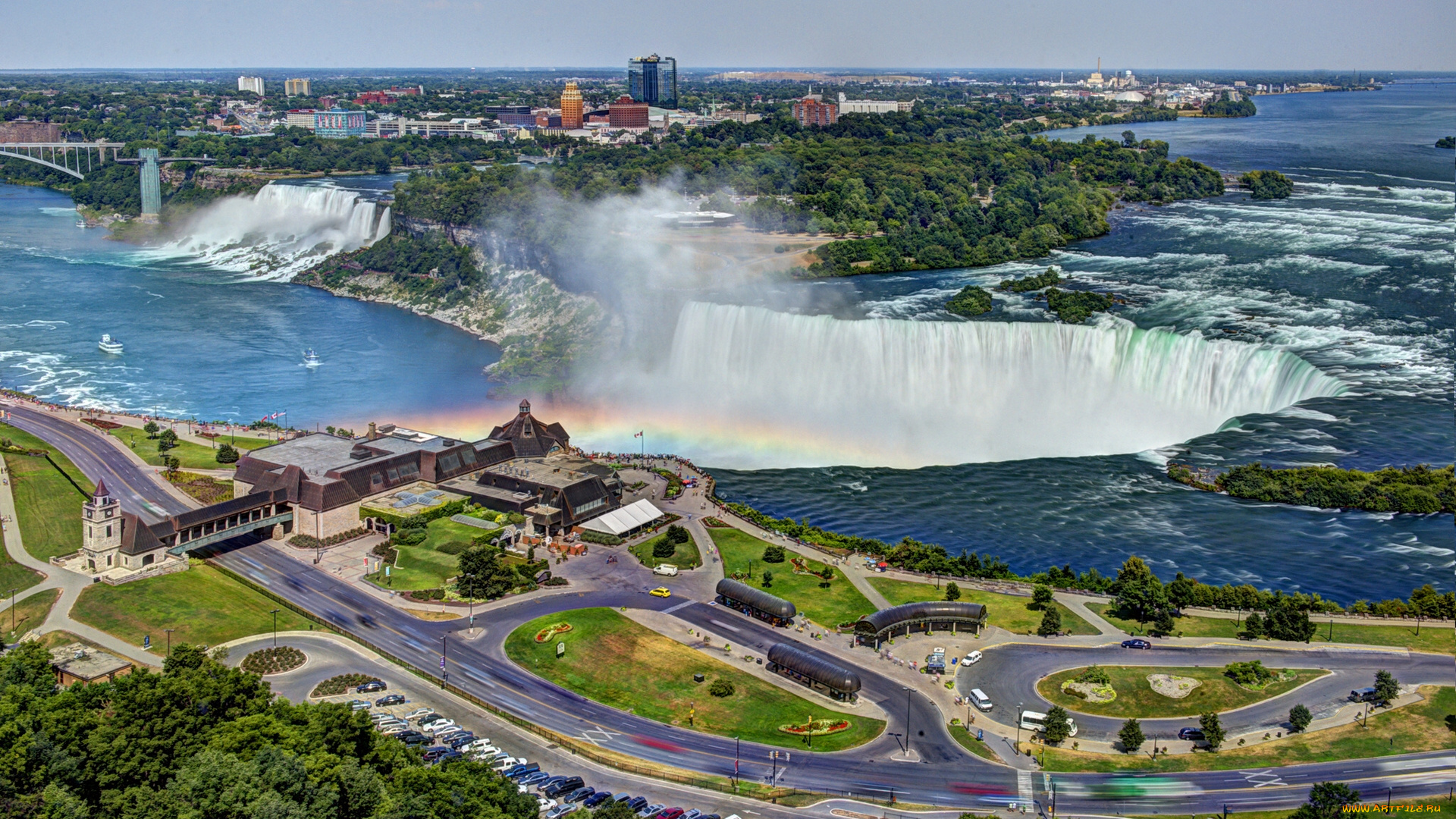 niagara, falls, ontario, canada, природа, водопады, ниагарский, водопад, радуга, панорама, канада, онтарио