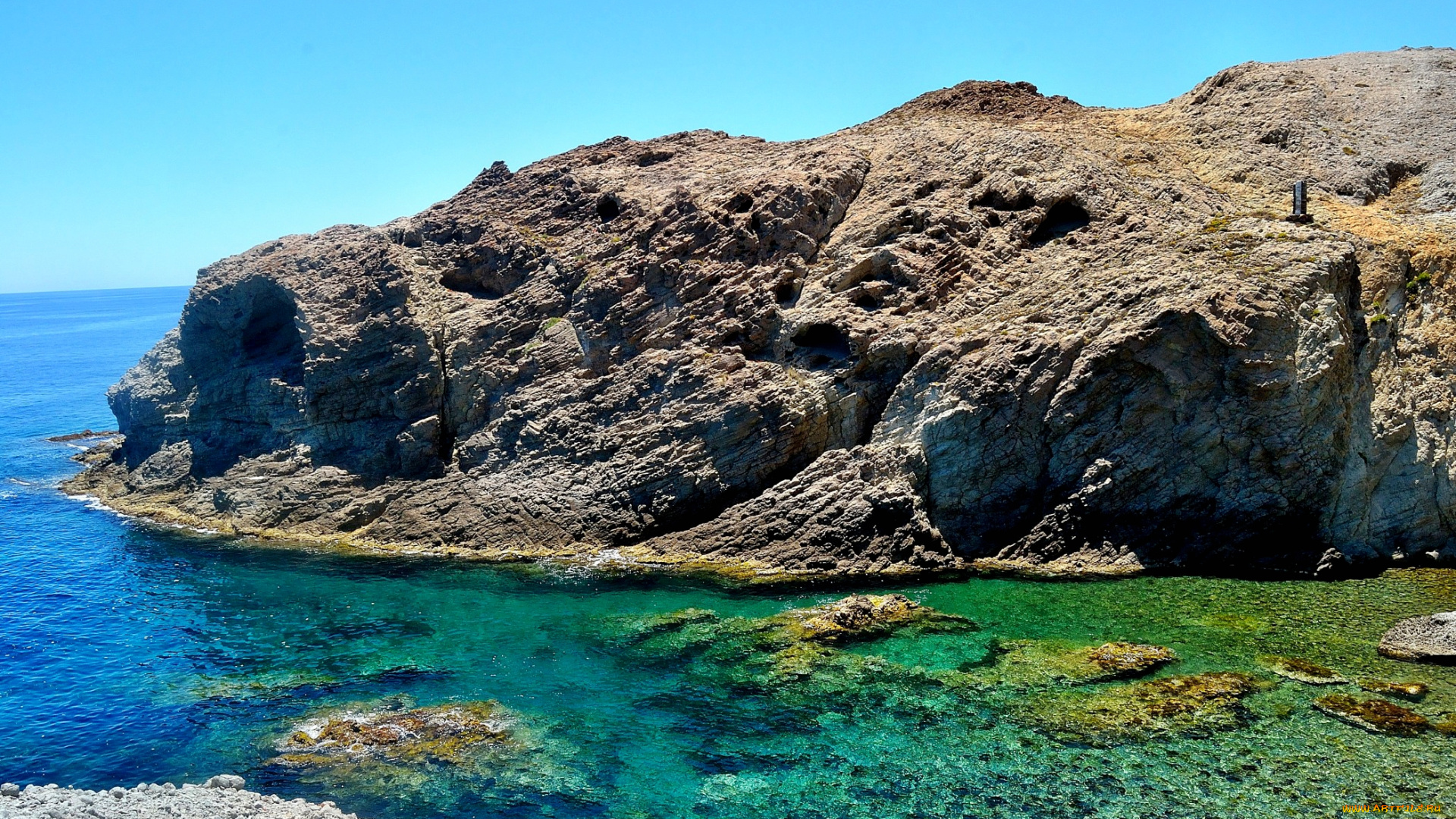 природа, побережье, скалы, бухта, море