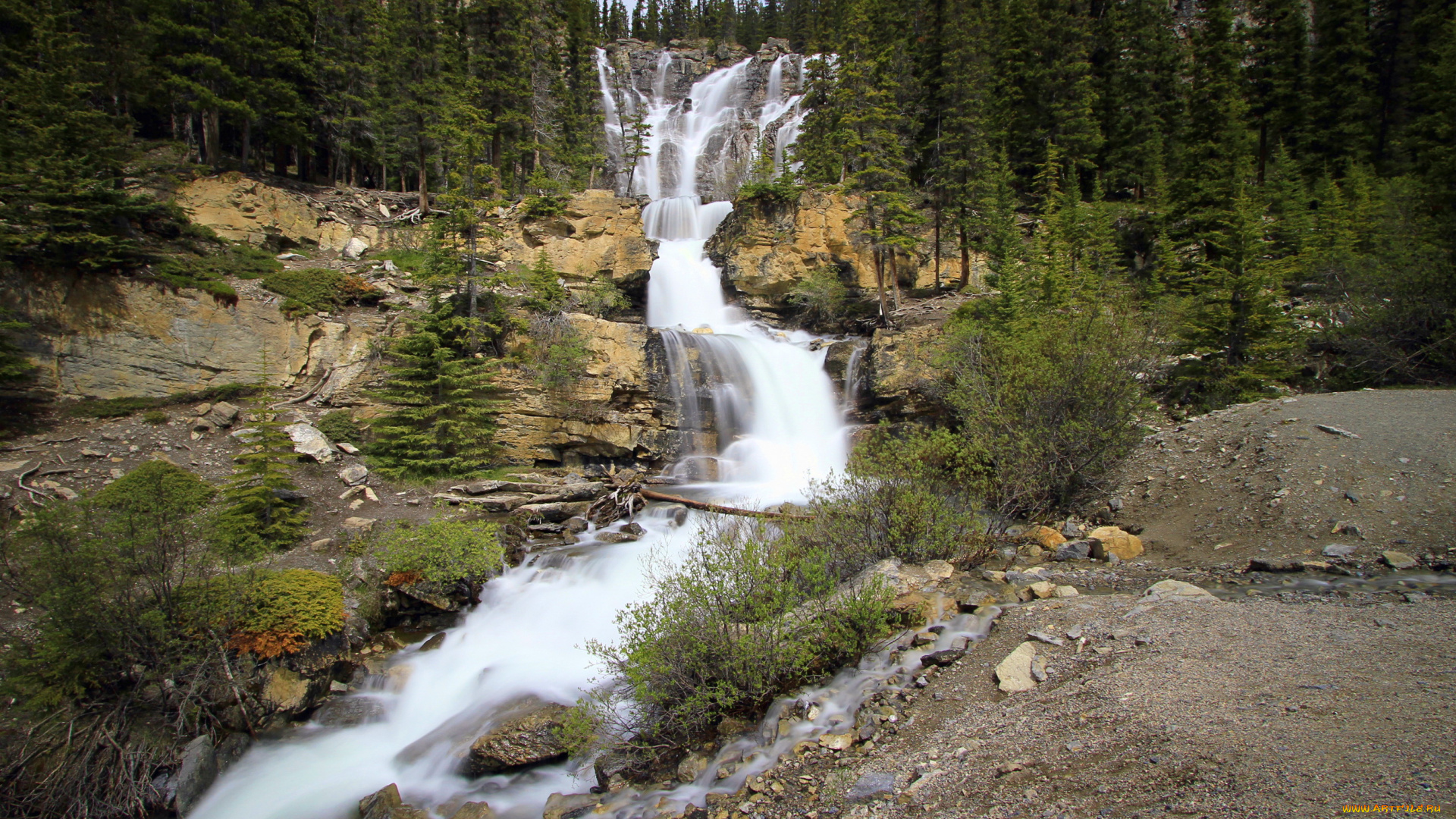 природа, водопады, горы, лес, водопад