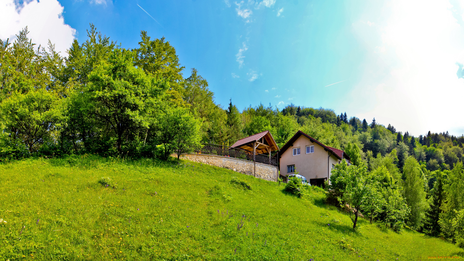 словения, трбовле, природа, пейзажи, дом, горы, пейзаж