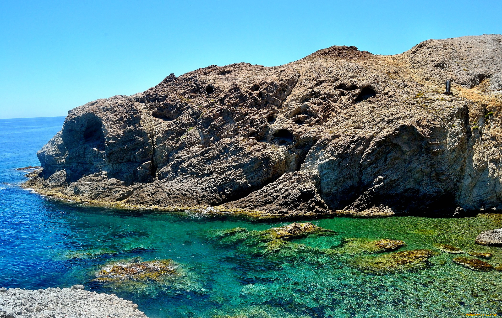 природа, побережье, скалы, бухта, море