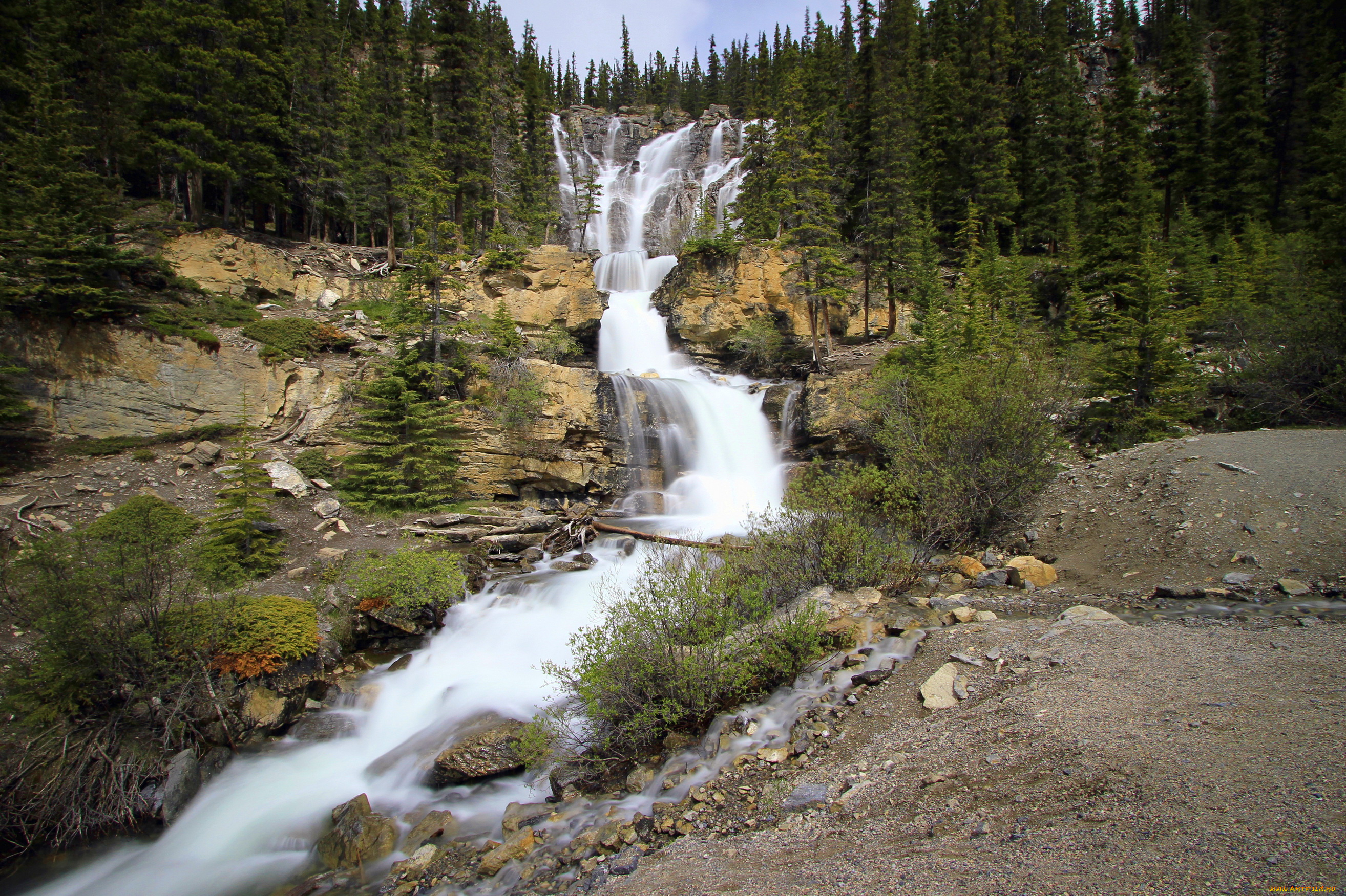 природа, водопады, горы, лес, водопад
