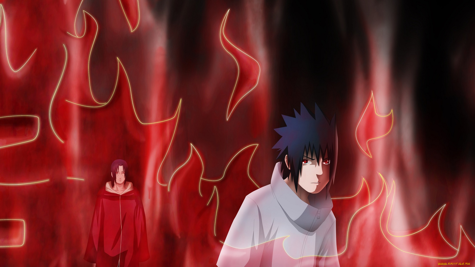 аниме, naruto, парни, братья, саске, итачи, учиха, сусано