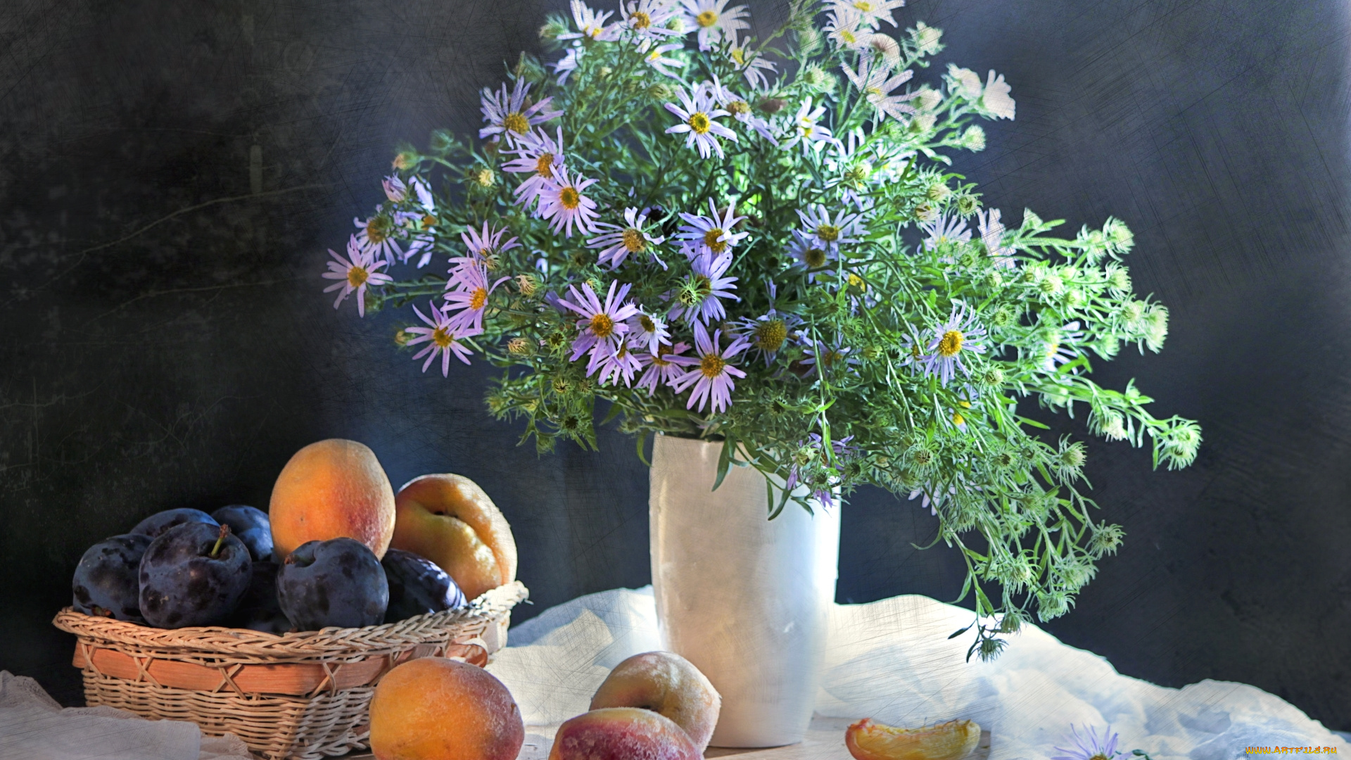 еда, персики, , сливы, , абрикосы, сливы, астры, абрикос