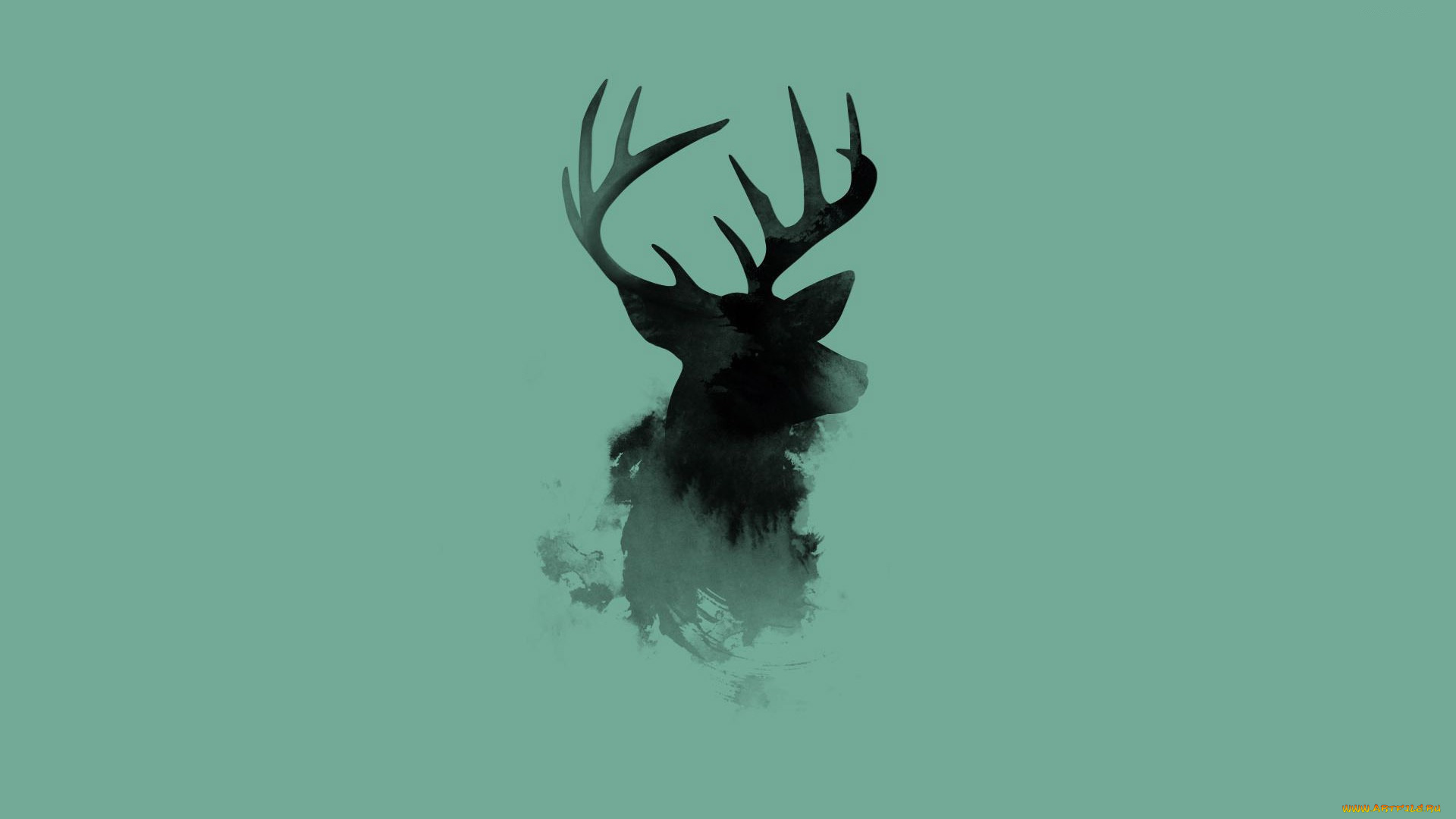 рисованные, минимализм, олень