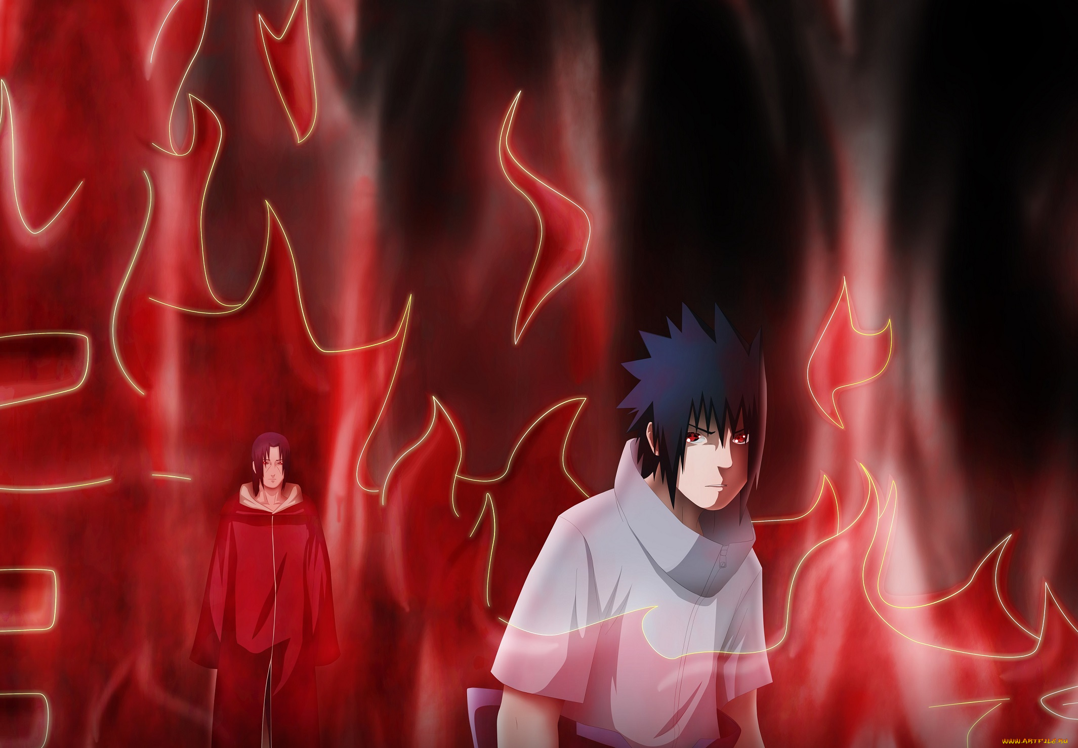 аниме, naruto, парни, братья, саске, итачи, учиха, сусано