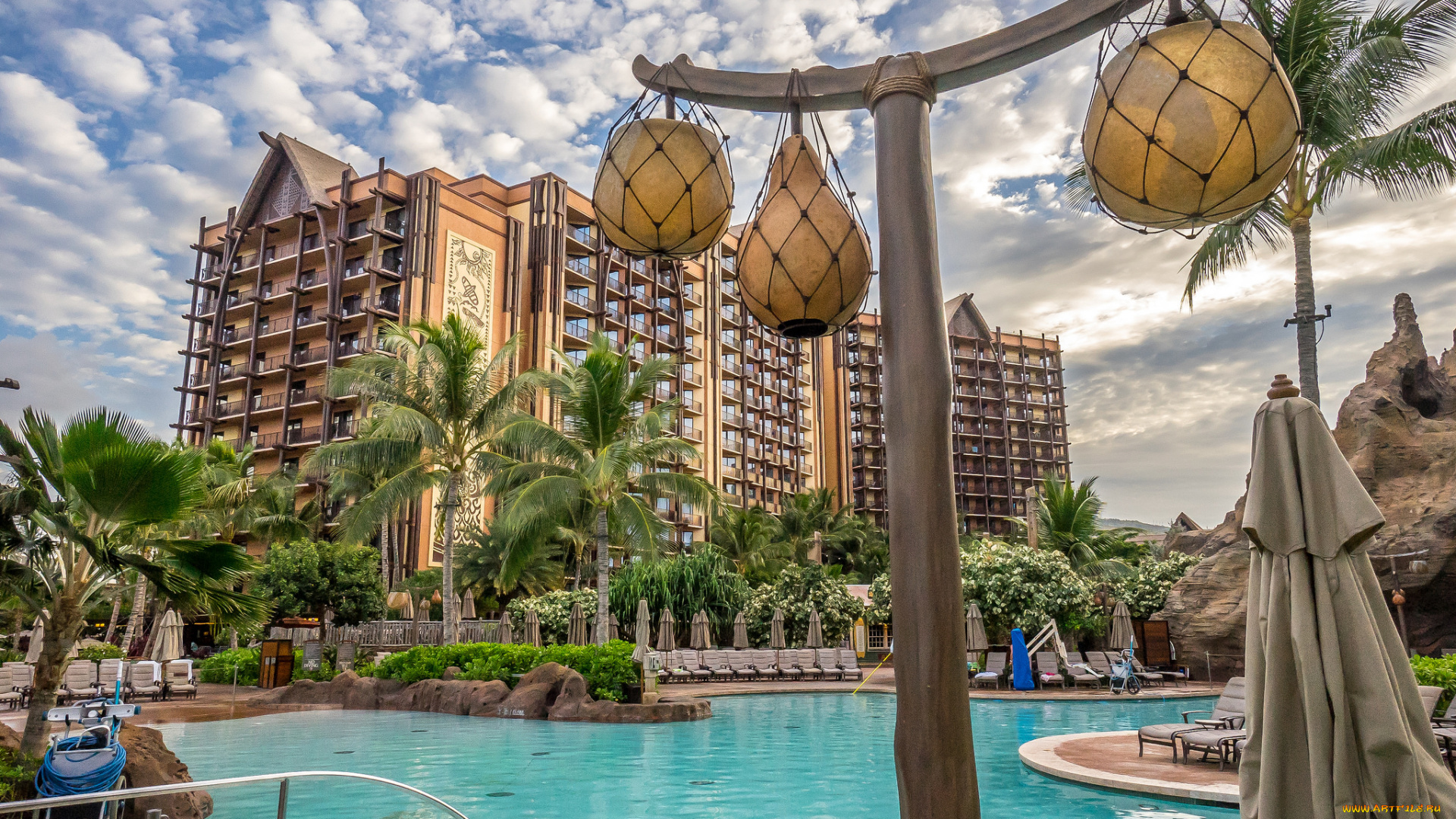 города, диснейленд, парк, отель, водоем