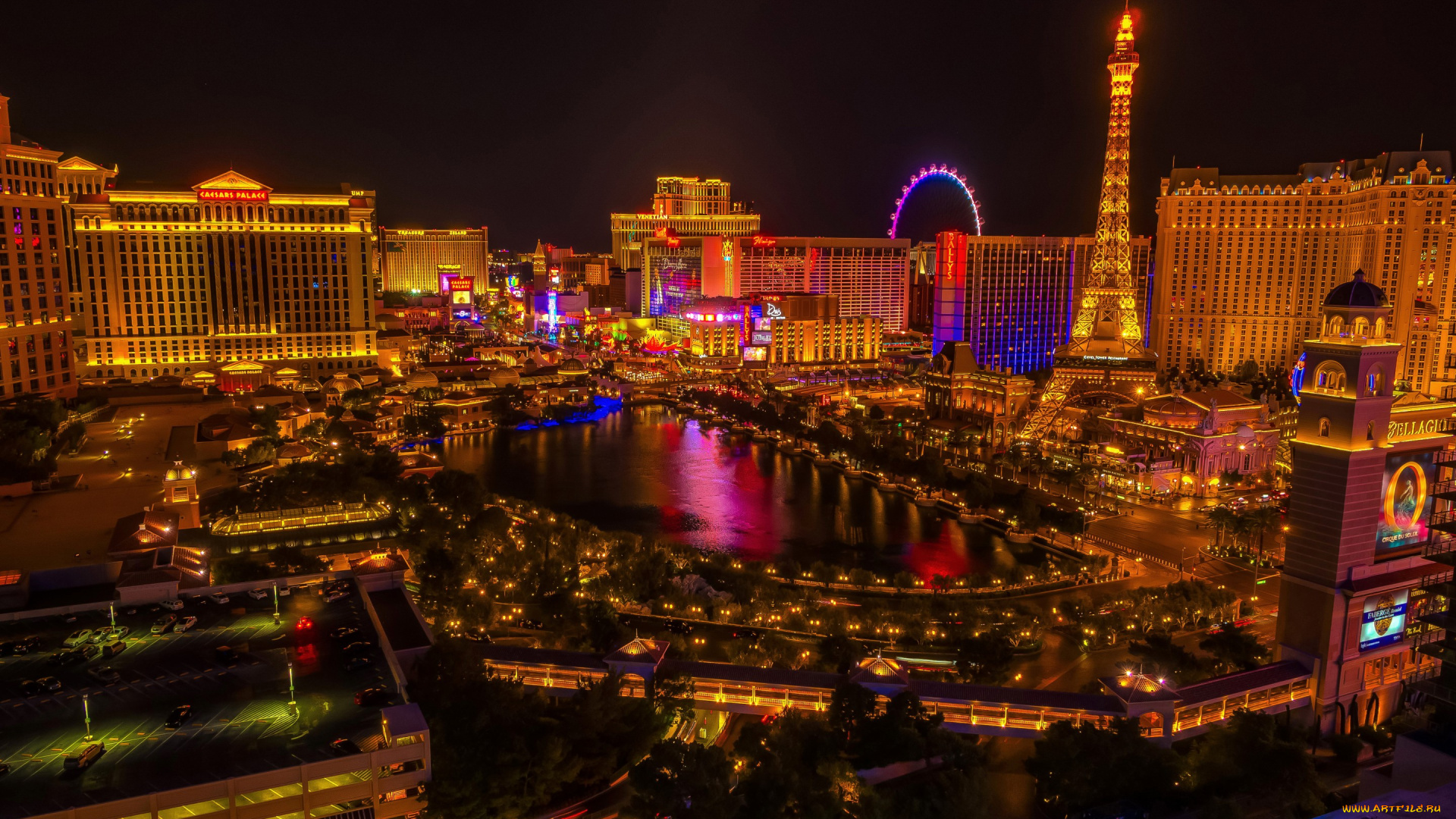 города, лас-вегас, , сша, огни, ночь, лас-вегас, las, vegas, usa