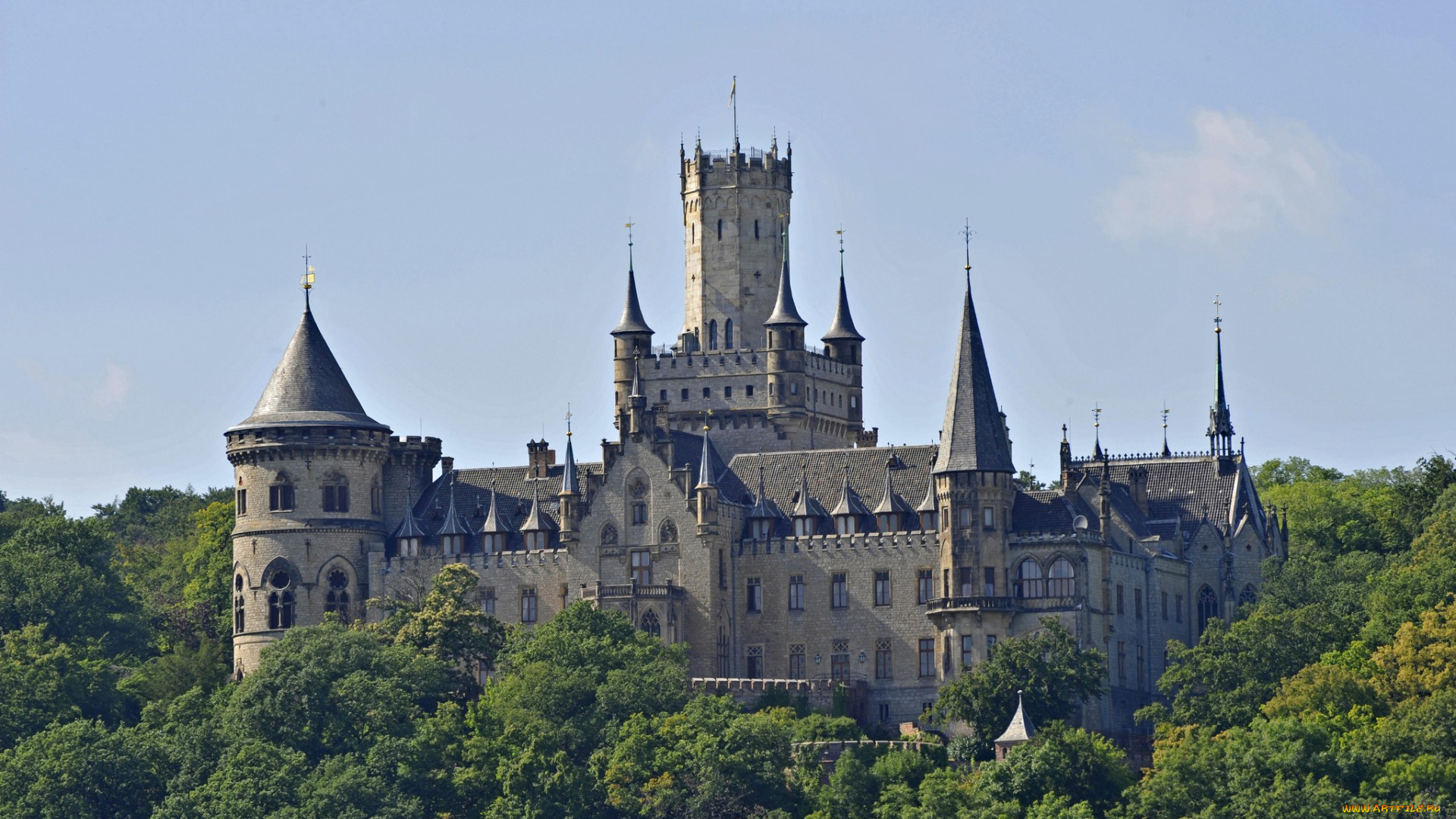 города, замок, мариенбург, , польша, замок, мариенбург, ганновер, германия, деревья, стена, башня