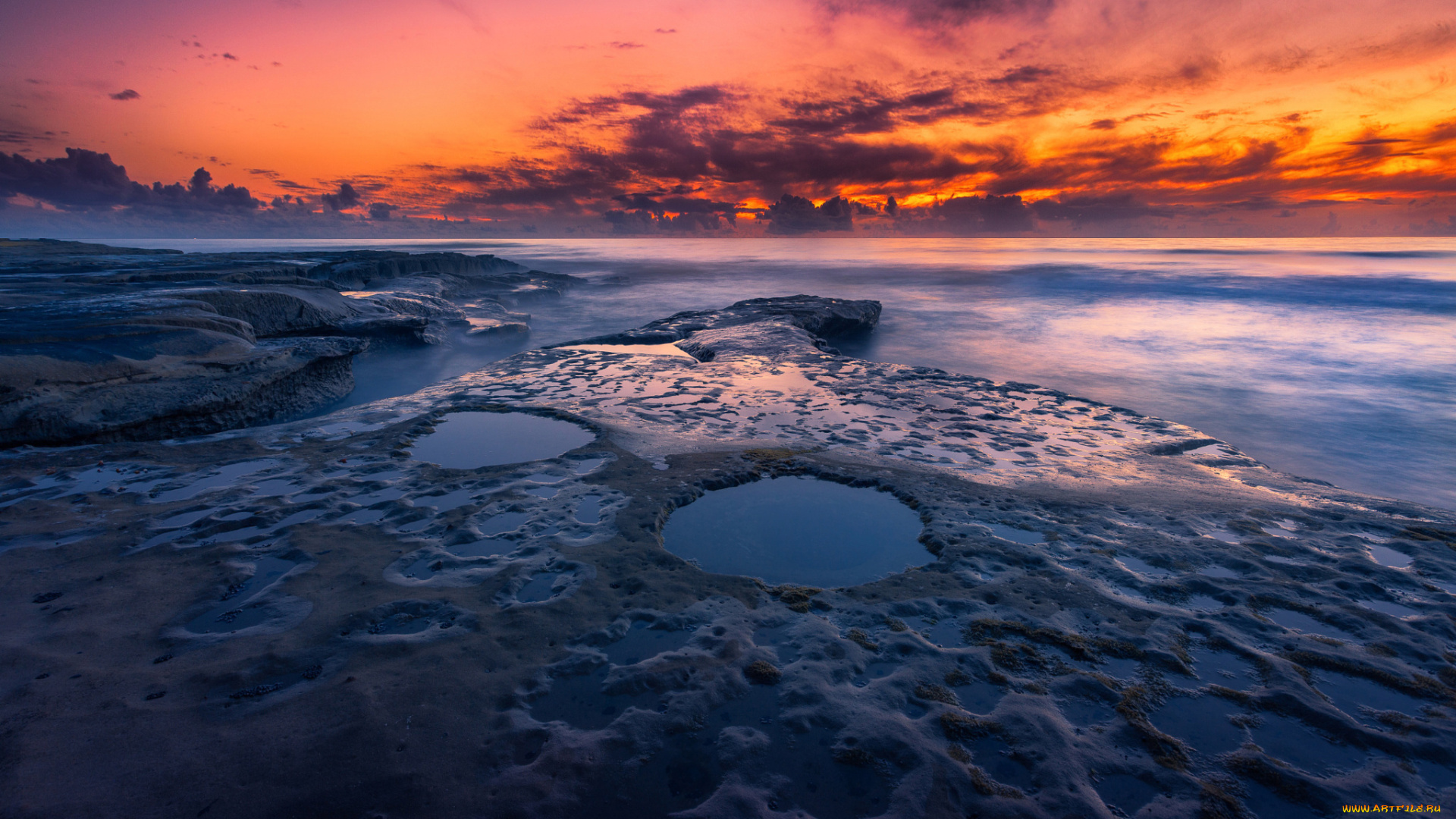 природа, побережье, штат, сша, пляж, небо, вечер, сан, диего, калифорния, тихий, океан, облака, скалы