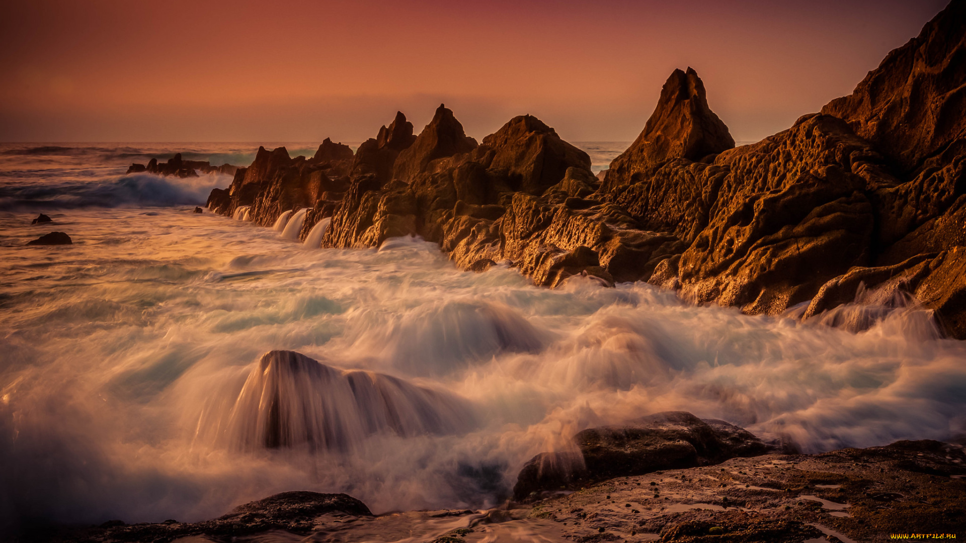 природа, побережье, скалы, берег, океан, волны