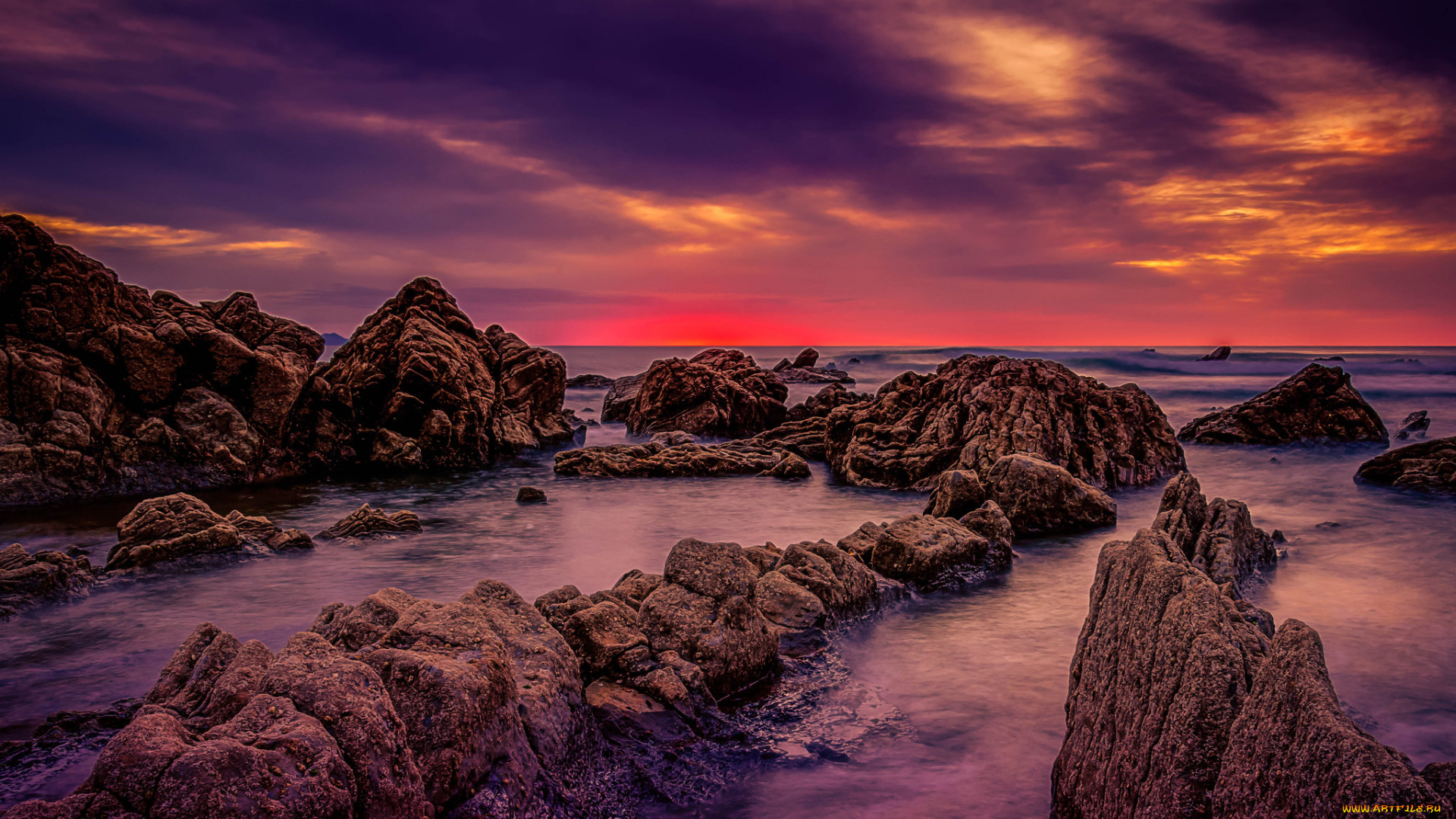 природа, побережье, скалы, волны, берег, океан