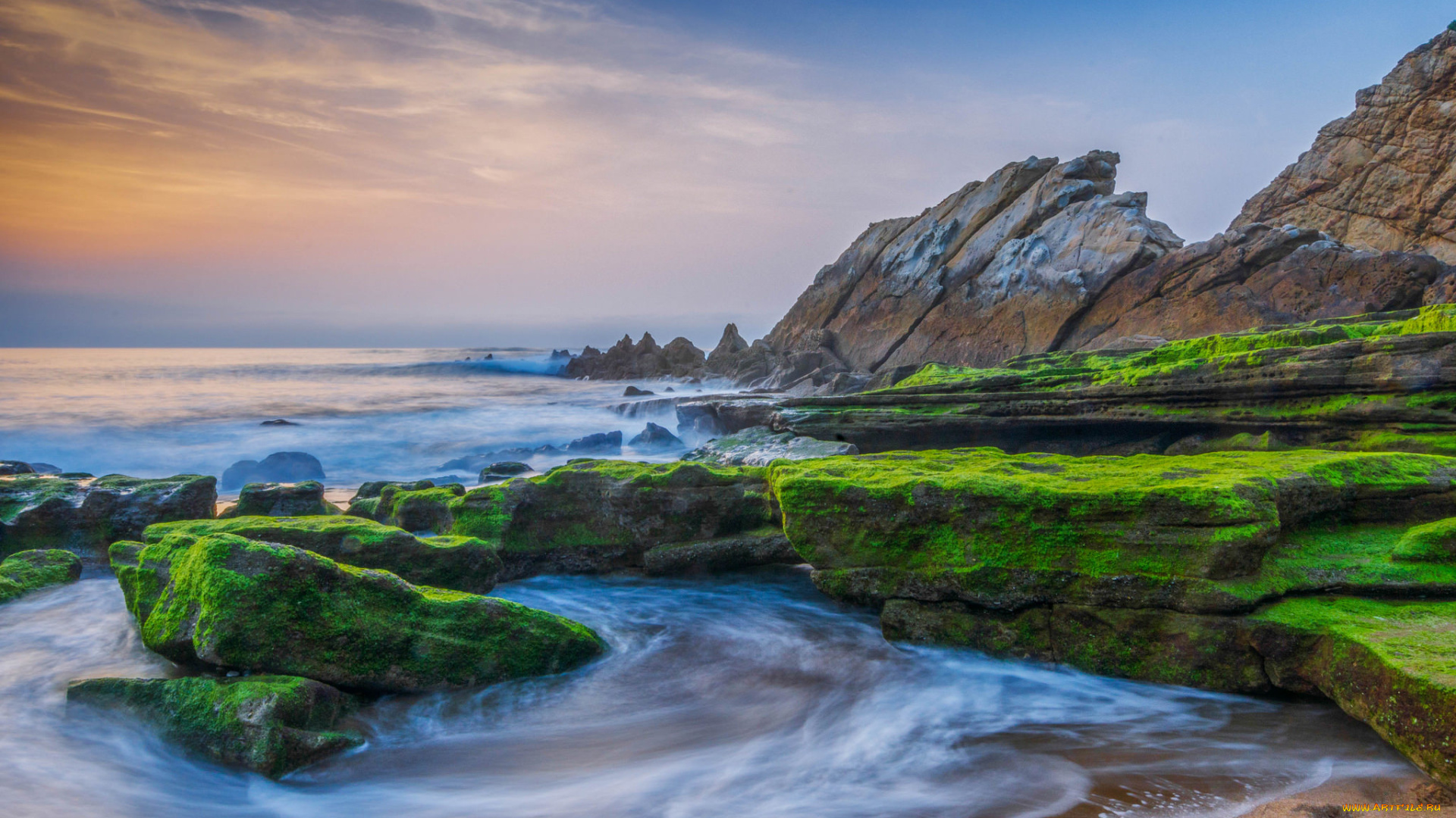 природа, побережье, волны, скалы, берег, океан