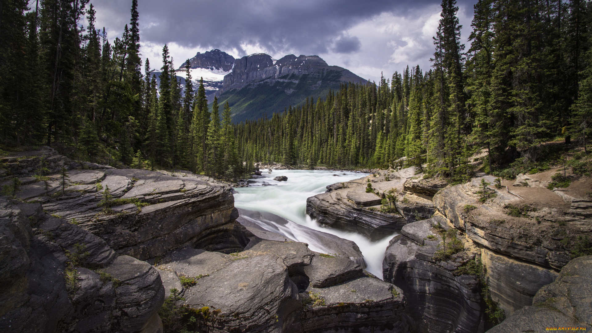 природа, реки, озера, лес, горы, камни, водопад, река