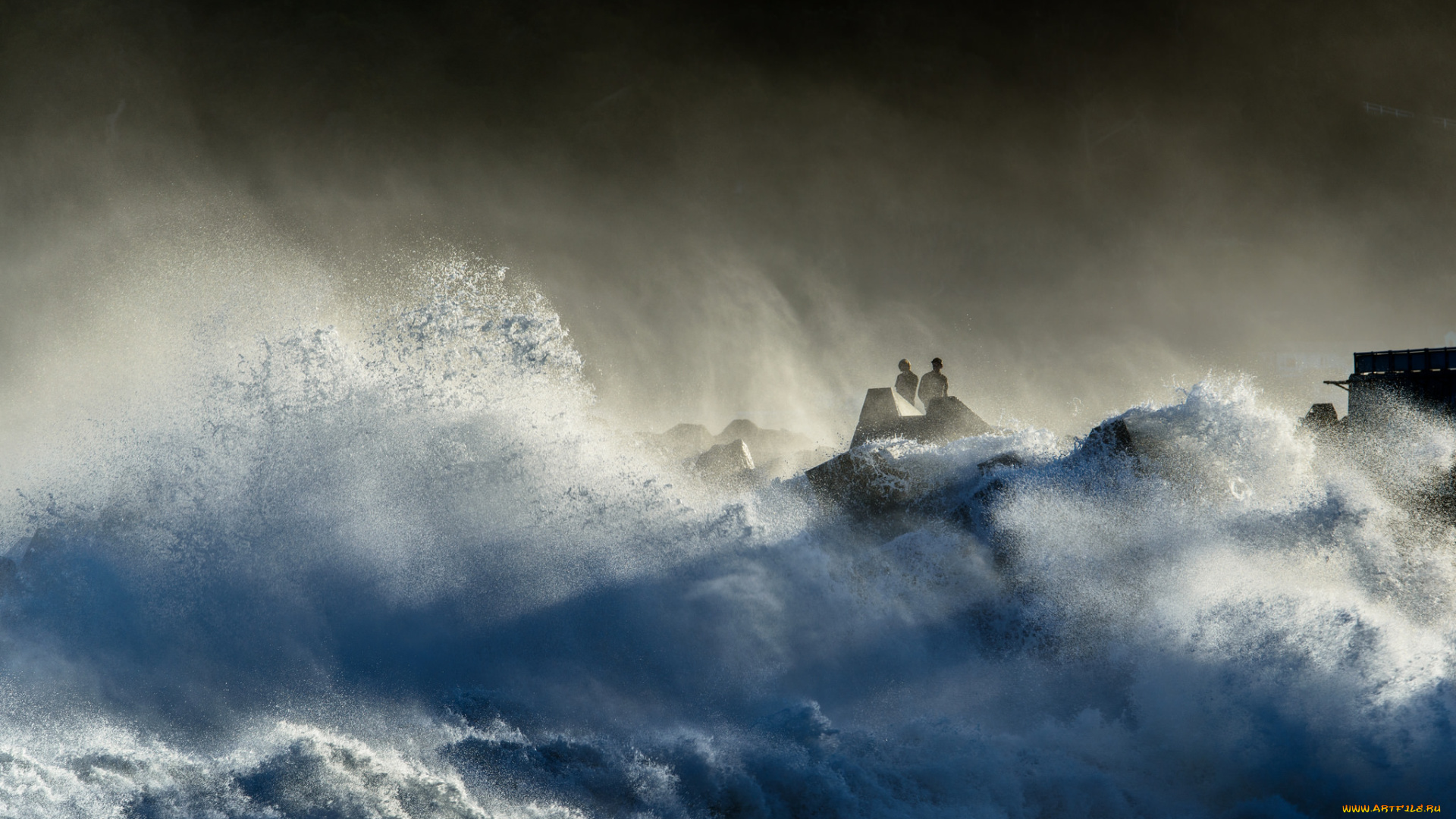 природа, стихия, люди, волна
