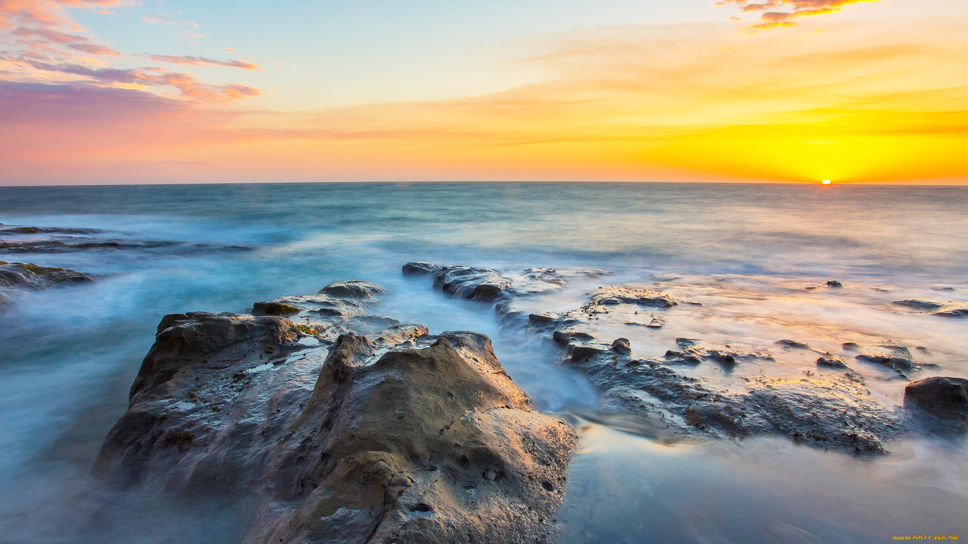 природа, восходы, закаты, облака, камни, море