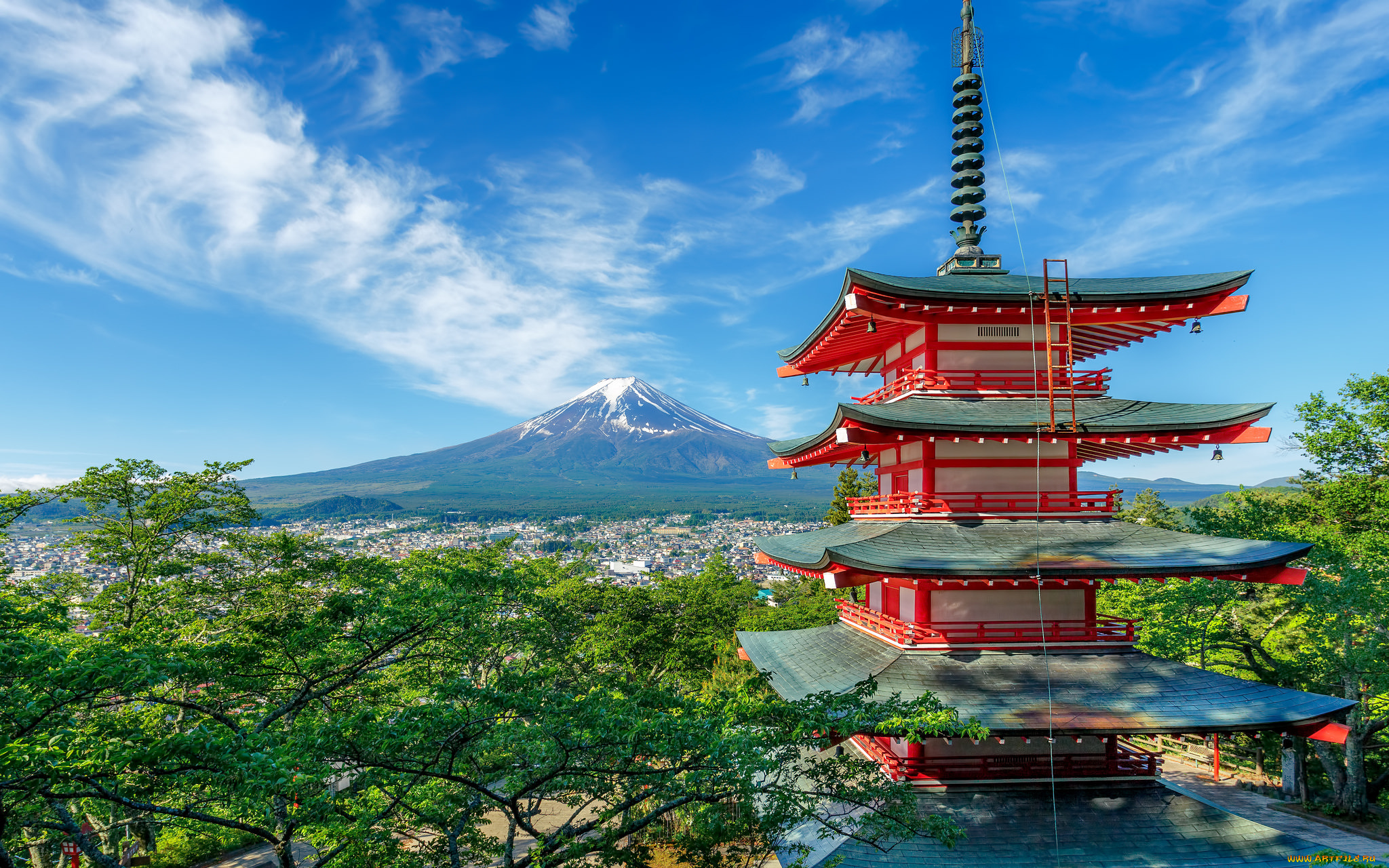 mount, fuji, early, summer, города, -, буддийские, и, другие, храмы, гора, храм
