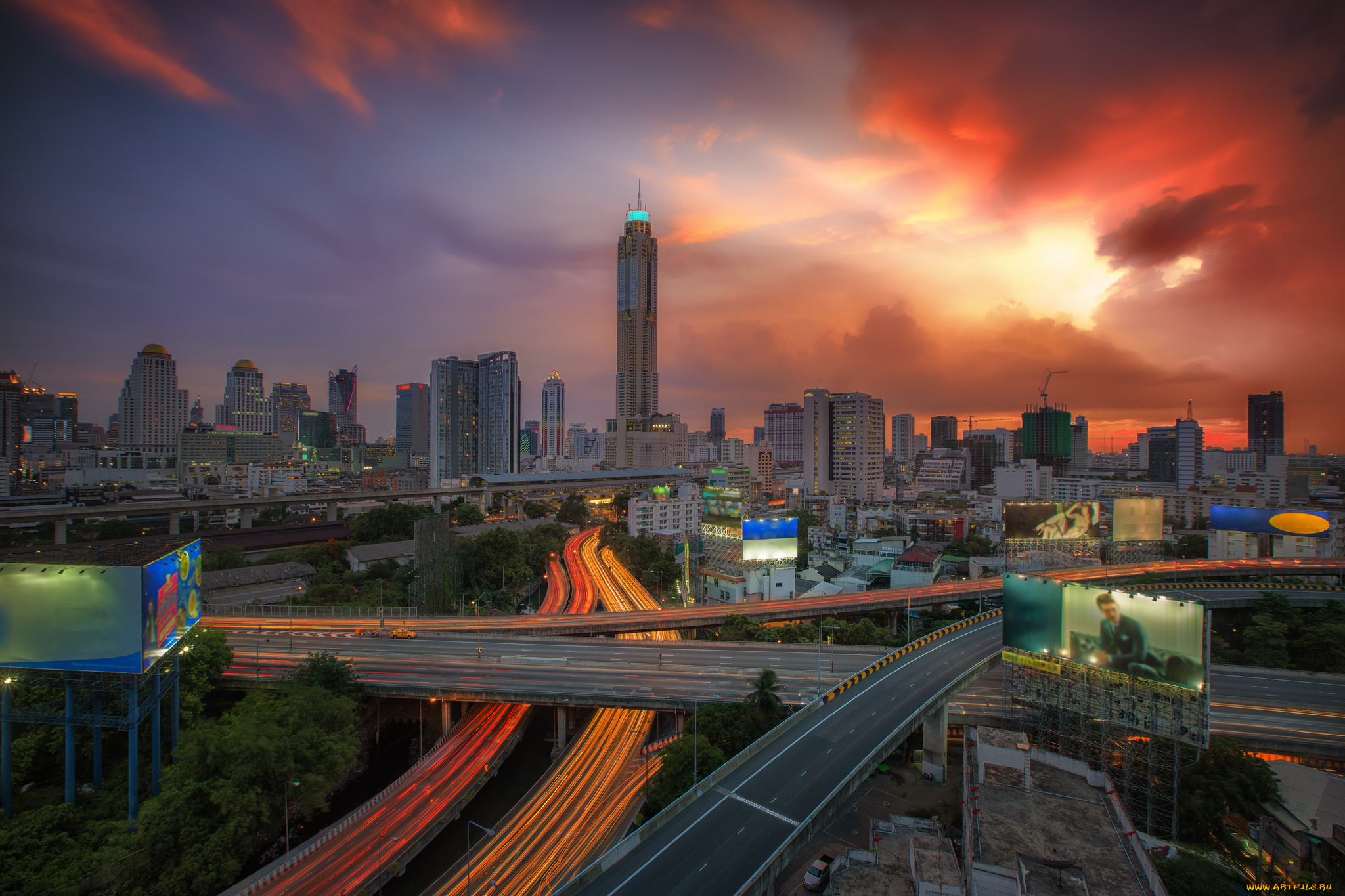 bangkok, city, города, бангкок, , таиланд, эстакада, небоскребы, город