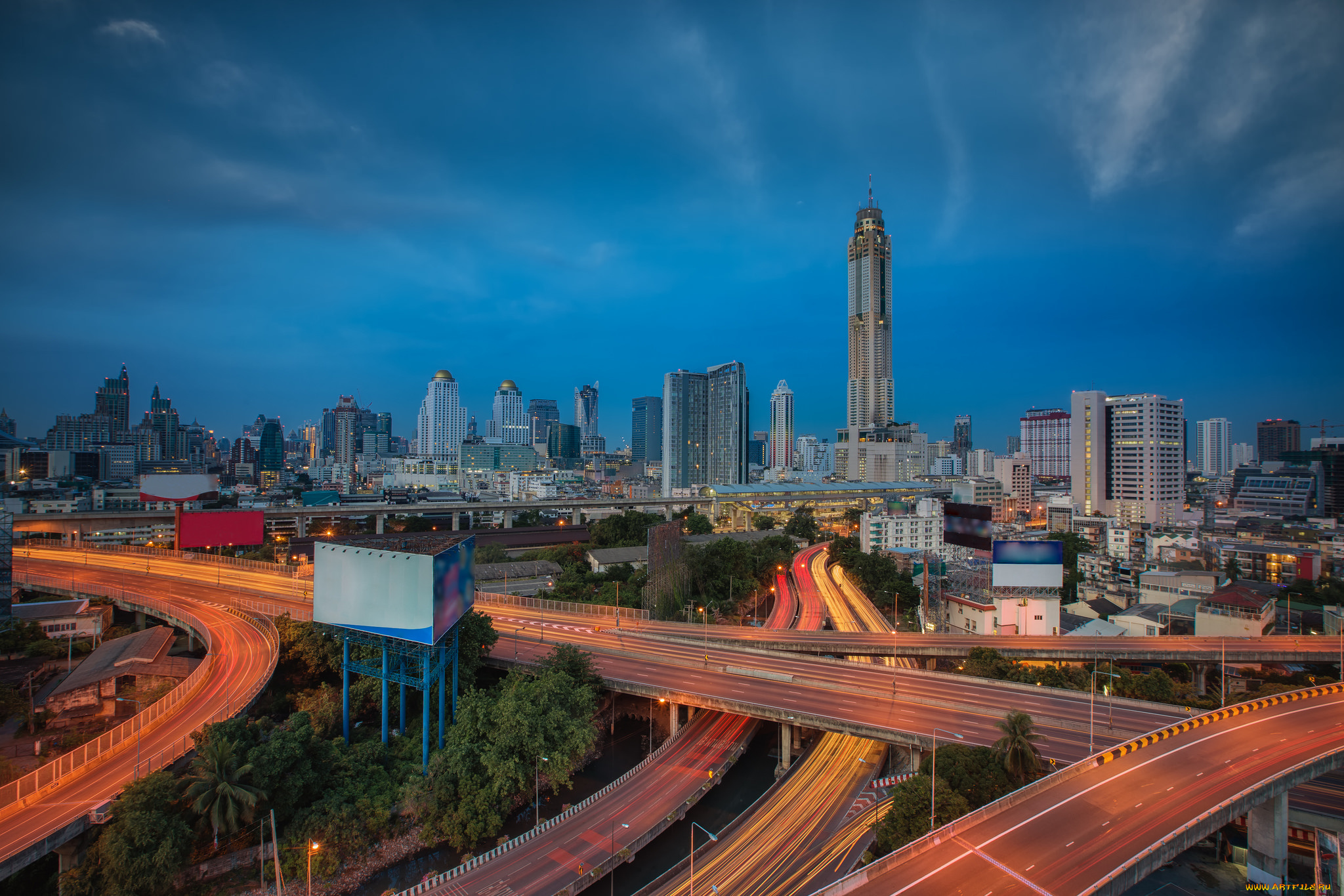 bangkok, city, города, бангкок, , таиланд, город, эстакада, небоскребы