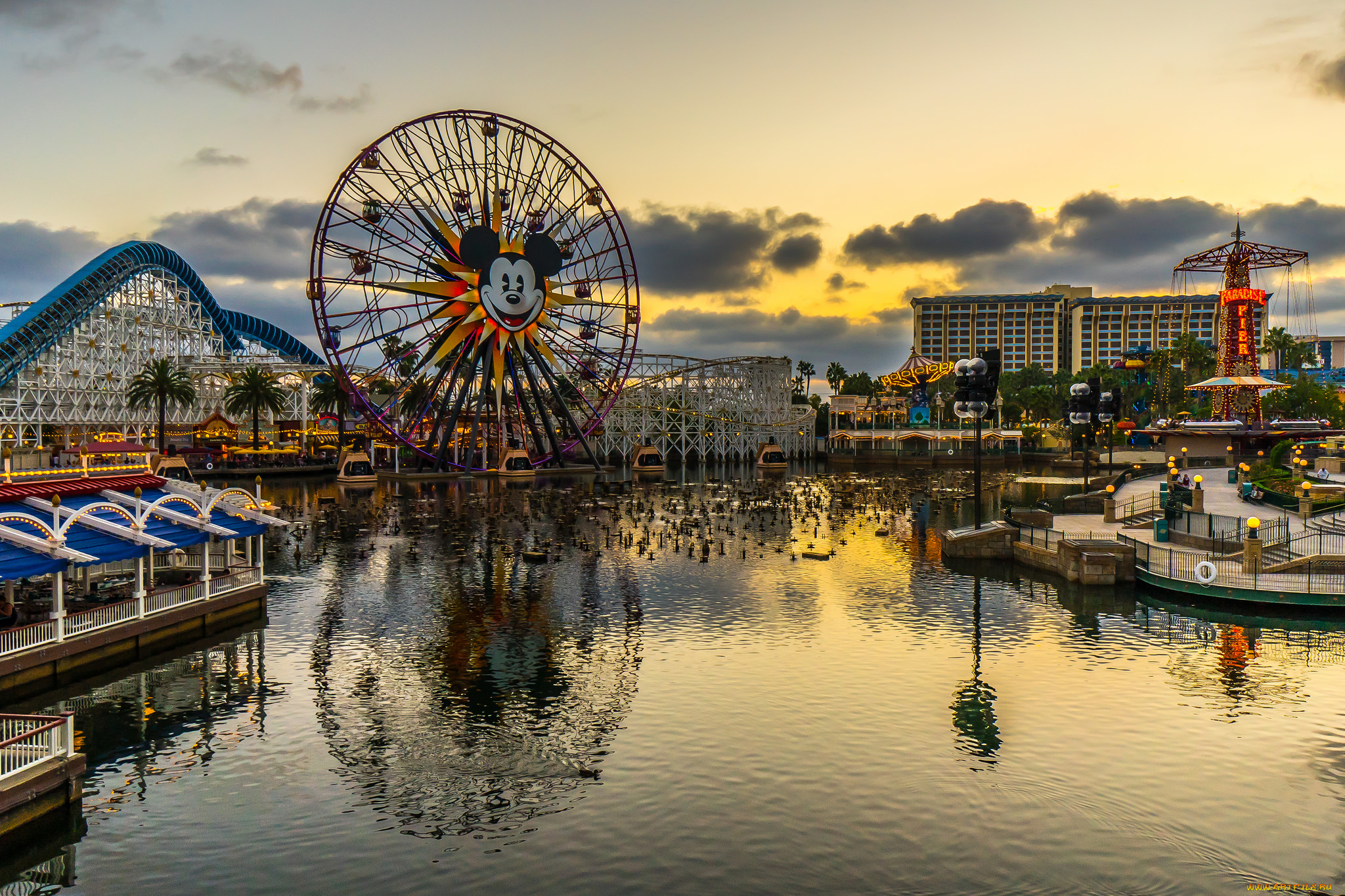 california, sunset, города, диснейленд, аттракционы, парк