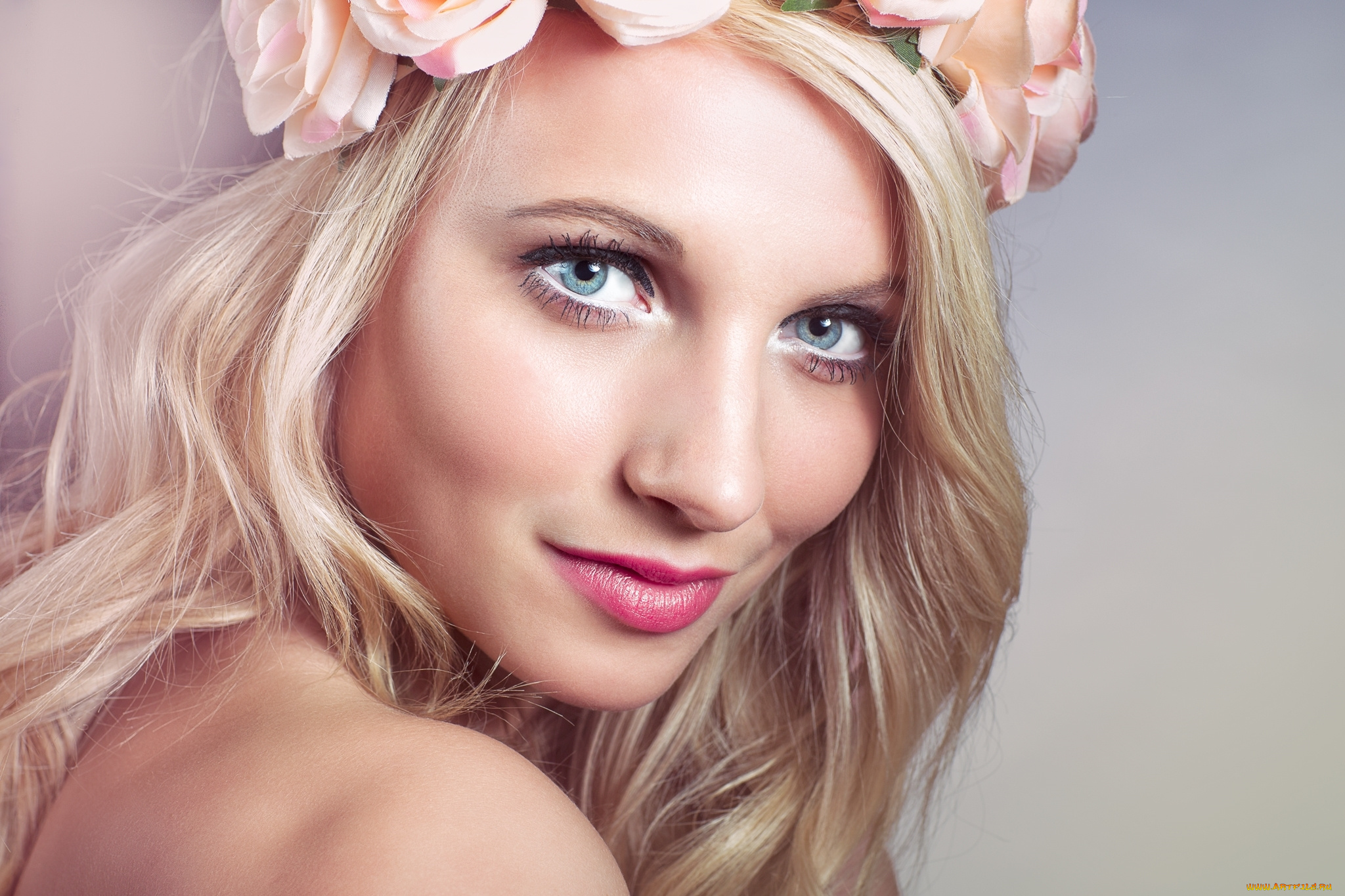 девушки, -unsort, , лица, , портреты, портрет, лицо, венок, блондинка, улыбка