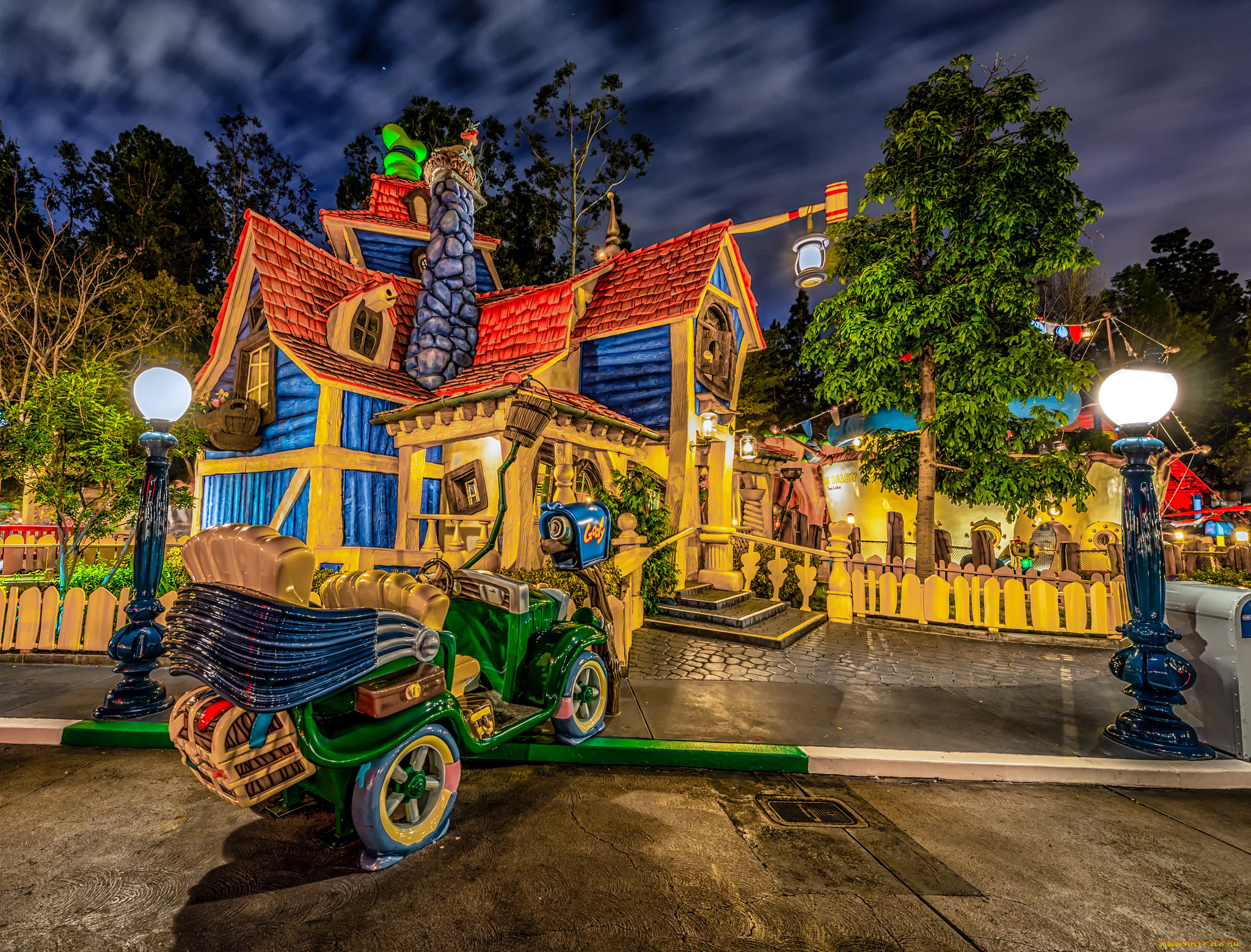 города, диснейленд, развлечения, парк, ночь