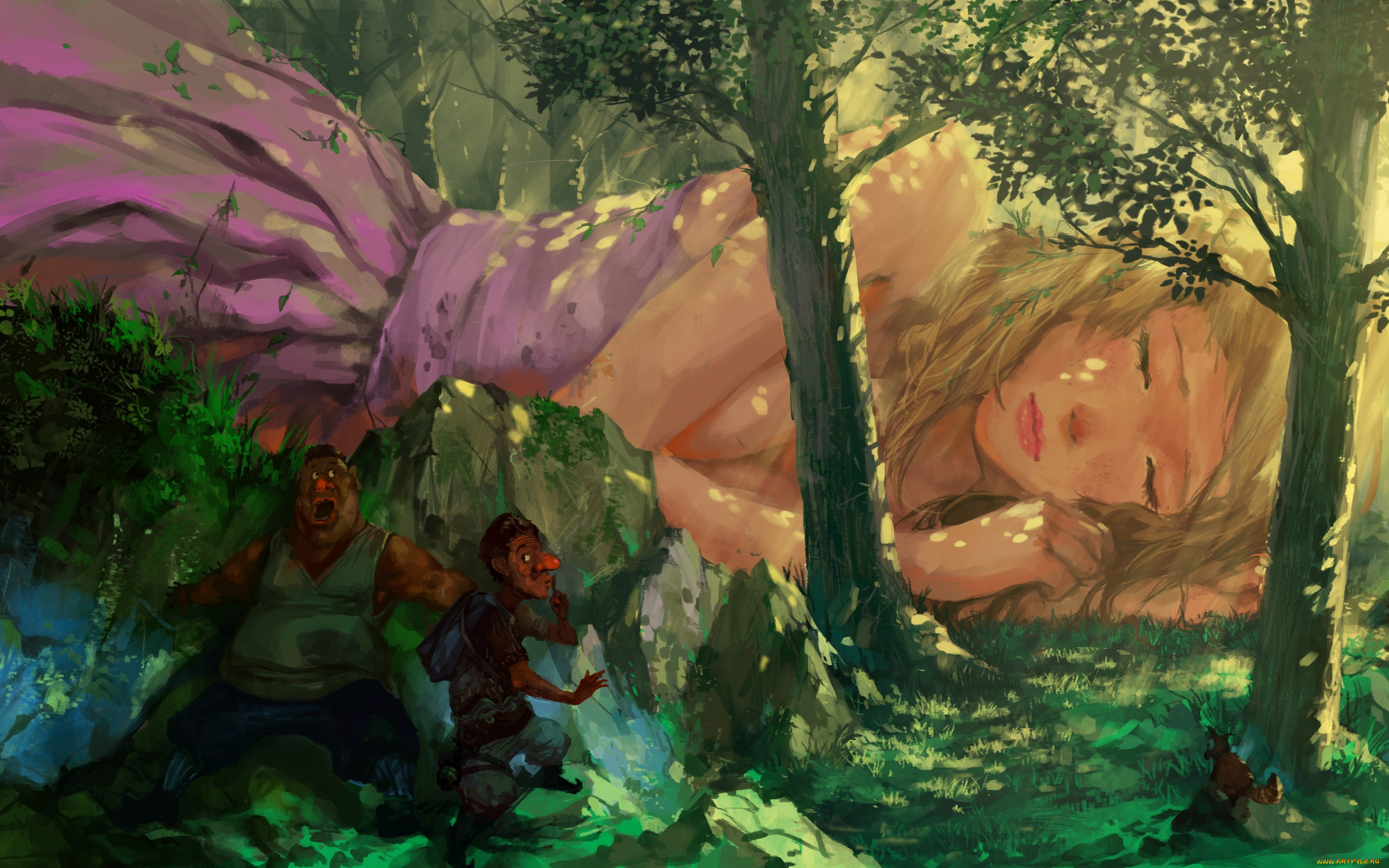 фэнтези, красавицы, и, чудовища, девушка, блондинка, красота, деревья, сказка, лес, сон, спит