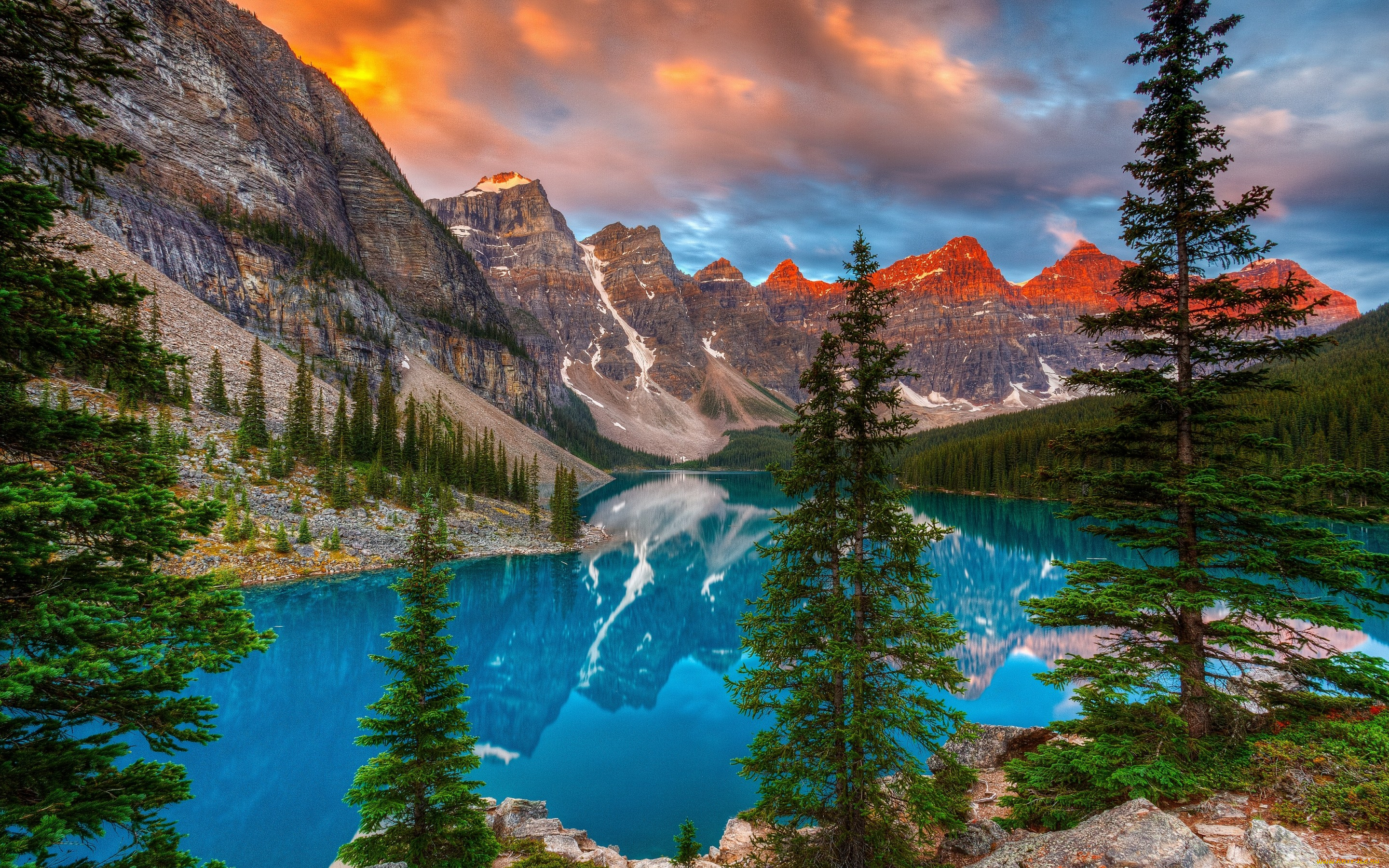природа, реки, озера, canada, банф, озеро, морейн, alberta, отражение, banff, national, park, деревья, valley, of, the, ten, peaks, moraine, lake, горы, долина, десяти, пиков, канада, альберта