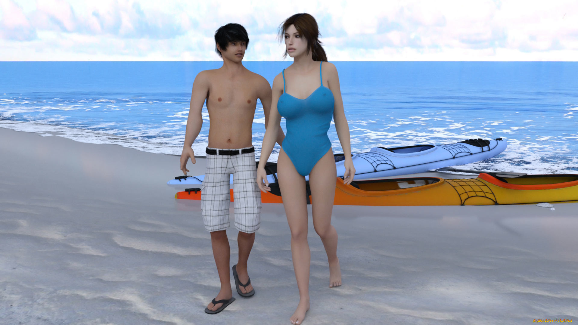 3д, графика, люди, , people, девушка, взгляд, фон, парень